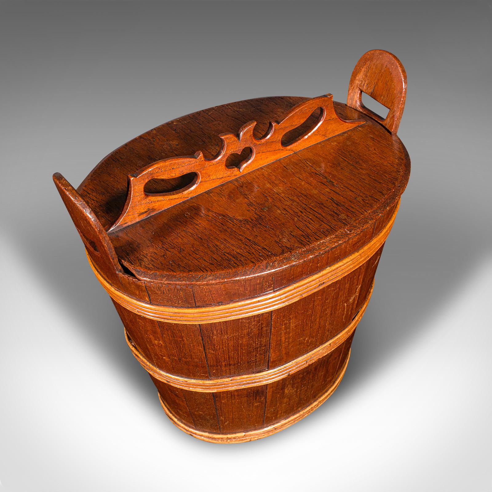 Antique Lidded Waste Bin, Georgian, Dutch, Oak, Fruitwood, Fireside Store C.1800 For Sale 3