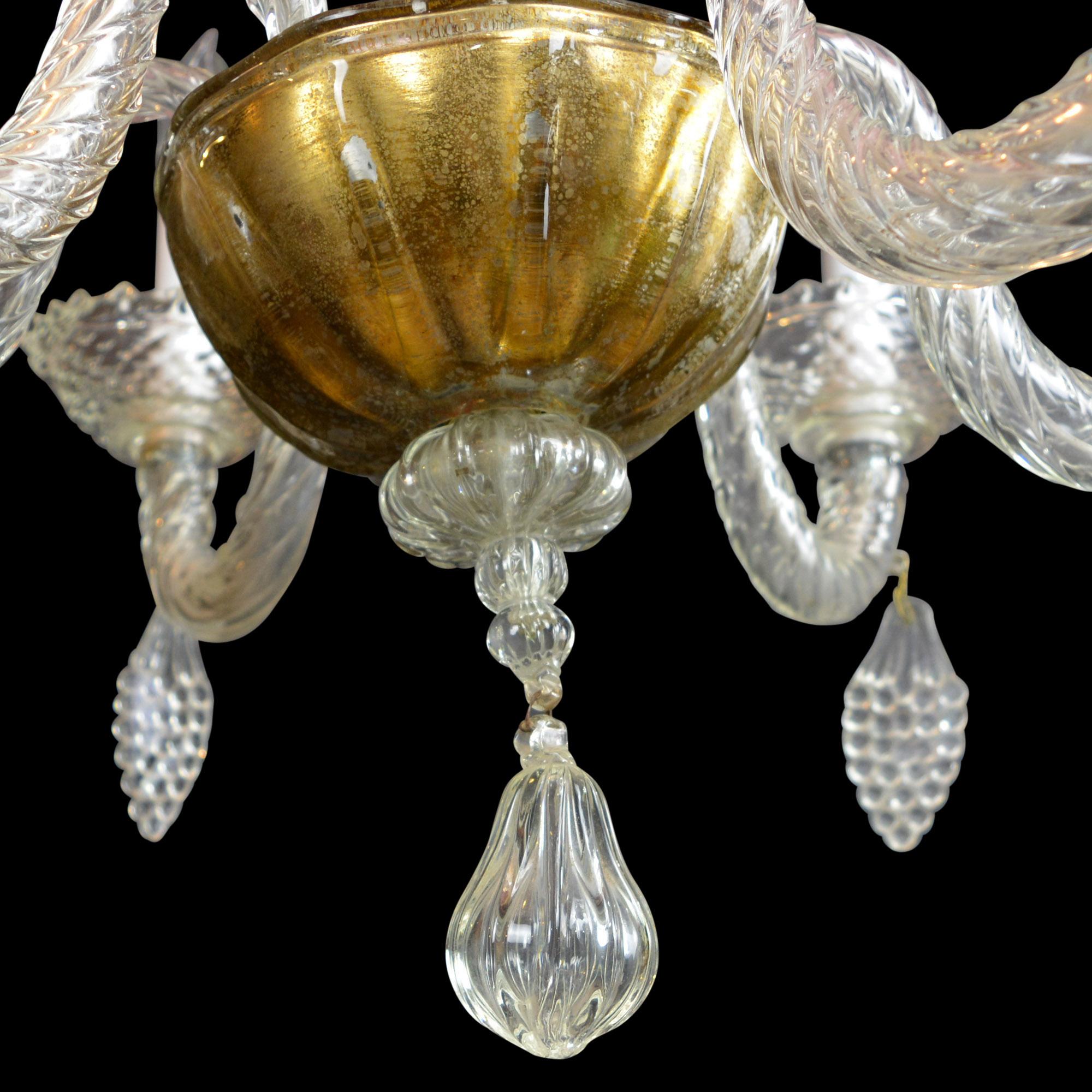 Blown Glass Antique Liege 6-Light Chandelier For Sale