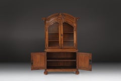 Antique Liège Display Cabinet in Carved Wood, Belgium, 18th Century