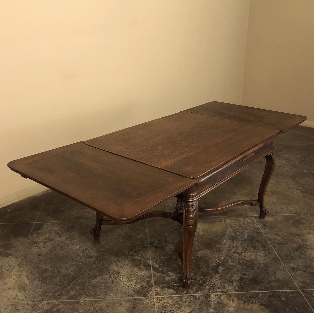 Oak Antique Liegoise Draw Leaf Dining Table For Sale