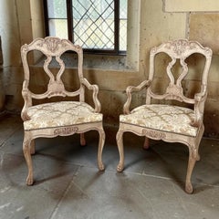 Antiguos Sillones Liegoise Luis XIV de Roble Laminado