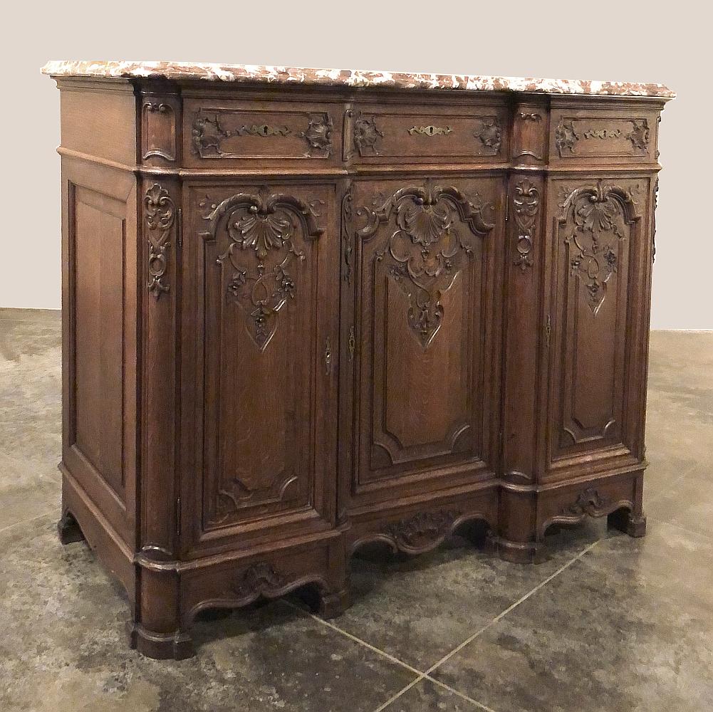 Belgian Antique Liegoise Louis XIV Marble Top Buffet For Sale