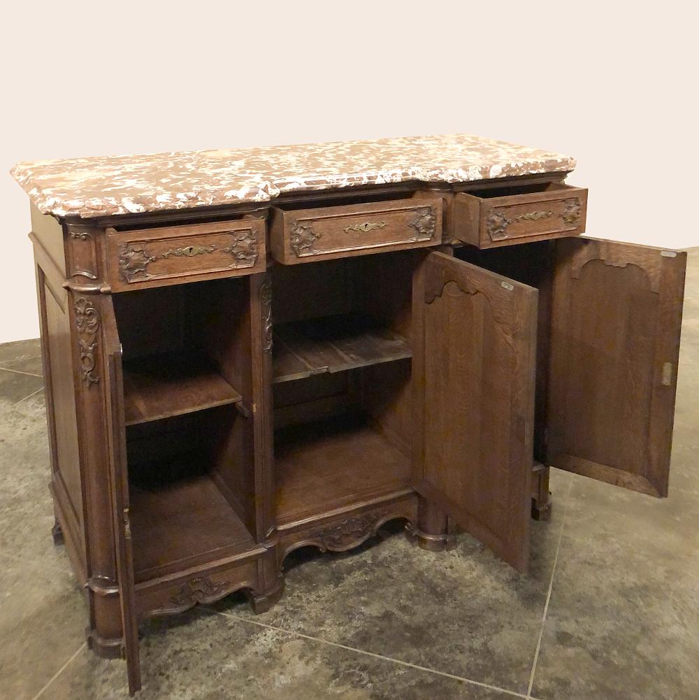 Antique Liegoise Louis XIV Marble Top Buffet In Good Condition For Sale In Dallas, TX