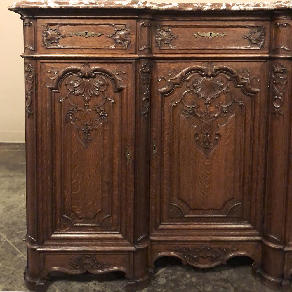 Buffet antique Liegoise Louis XIV avec plateau en marbre Bon état - En vente à Dallas, TX