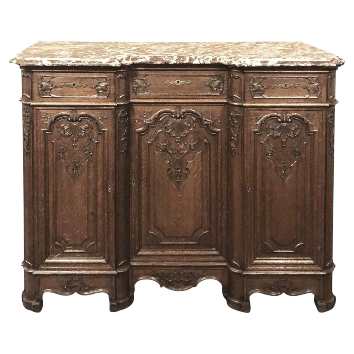 Antique Liegoise Louis XIV Marble Top Buffet For Sale