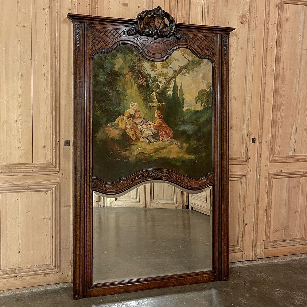 French Antique Liegoise Louis XIV Trumeau with Romantic Painting For Sale
