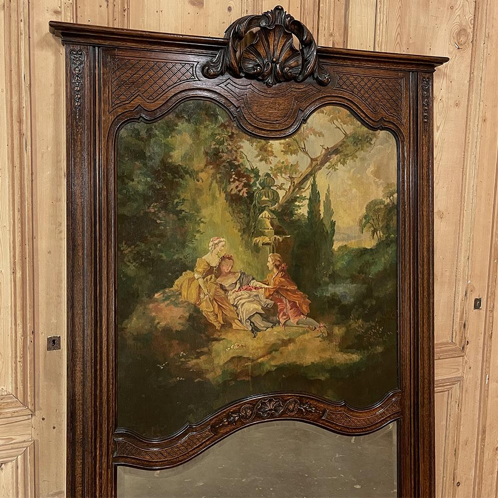 Early 20th Century Antique Liegoise Louis XIV Trumeau with Romantic Painting For Sale