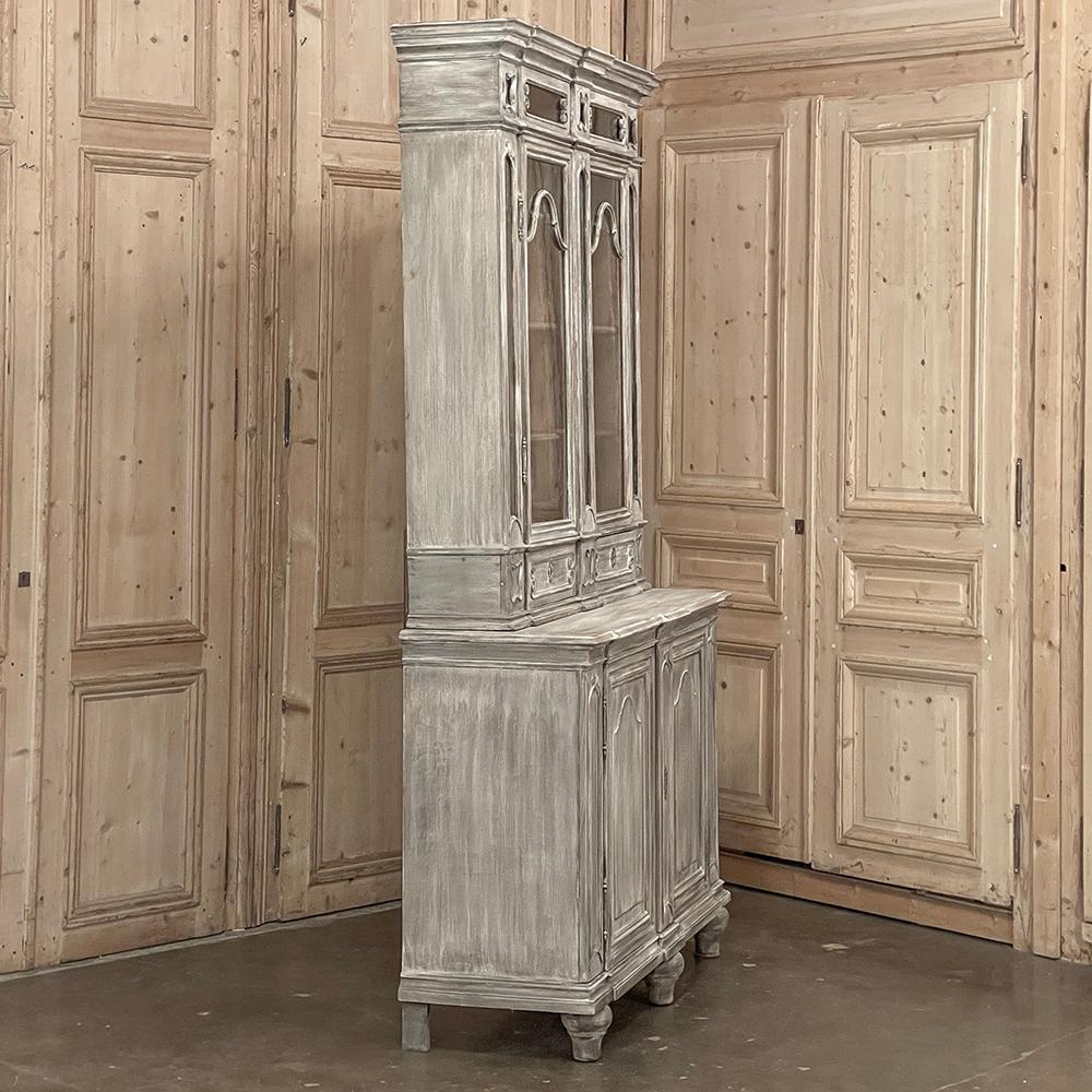 Antique Liegoise Neoclassical Whitewashed Bookcase ~ Display Cabinet For Sale 11
