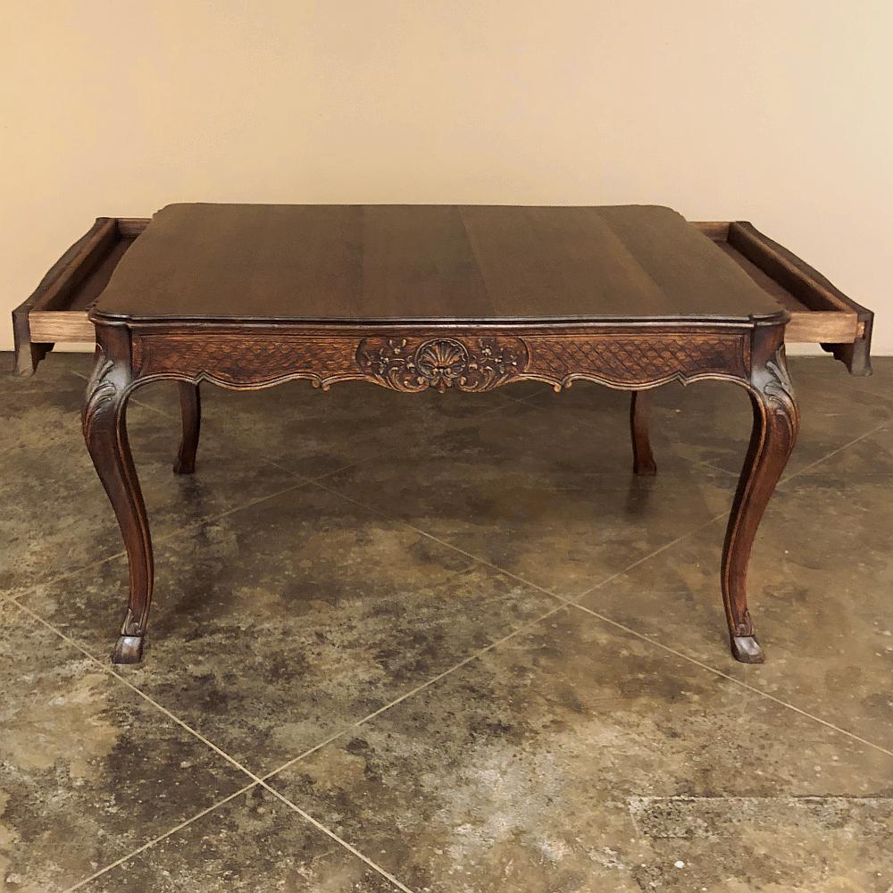 Antique Liegoise writing table with 2 drawers is a splendid example of the time-honored traditions of quality craftsmanship for which the region is so well known for the past centuries! Able artisans utilized indigenous old-growth oak to produce the