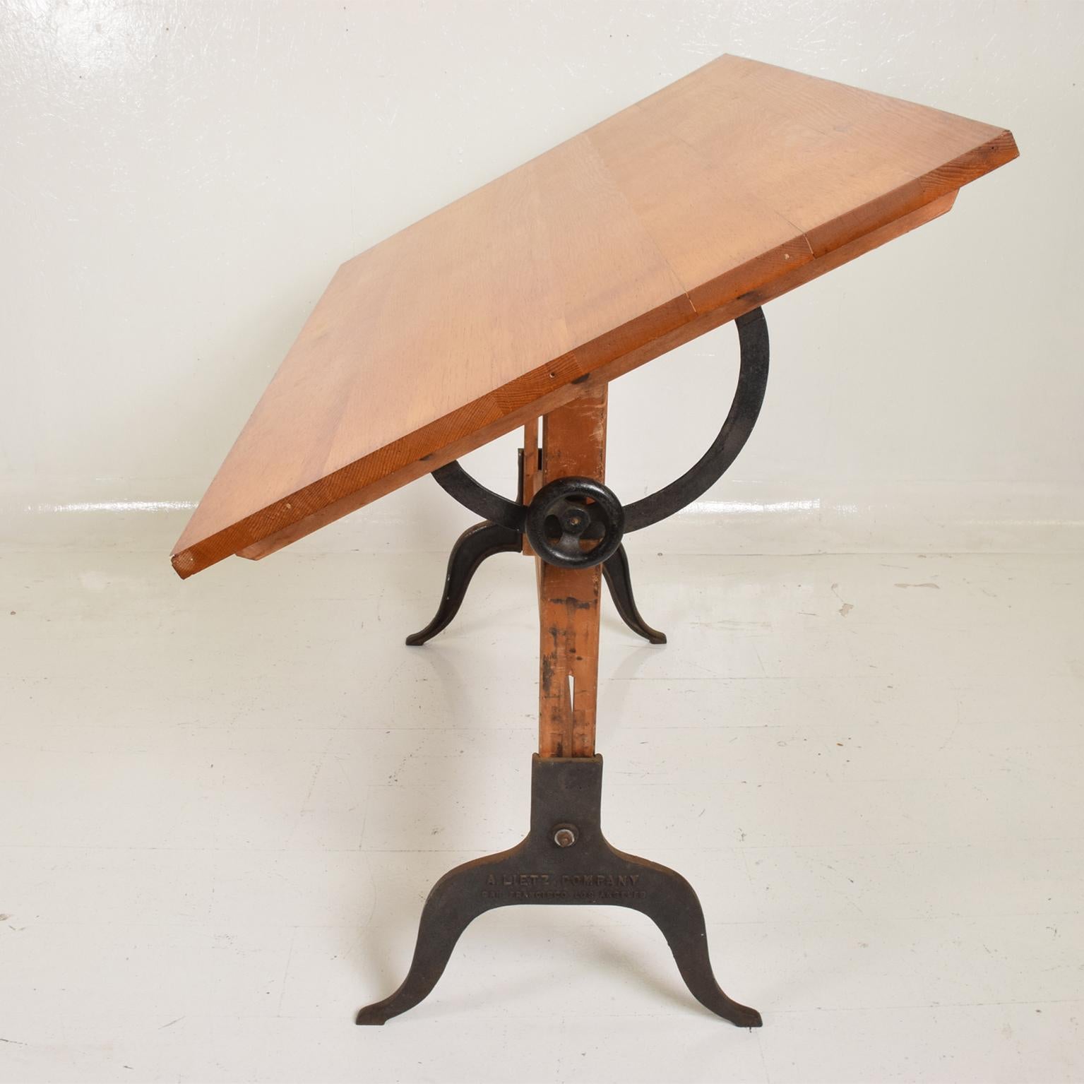1940s Antique Lietz Drafting Table Maple Wood & Cast Iron Art Deco San Fran CA  1