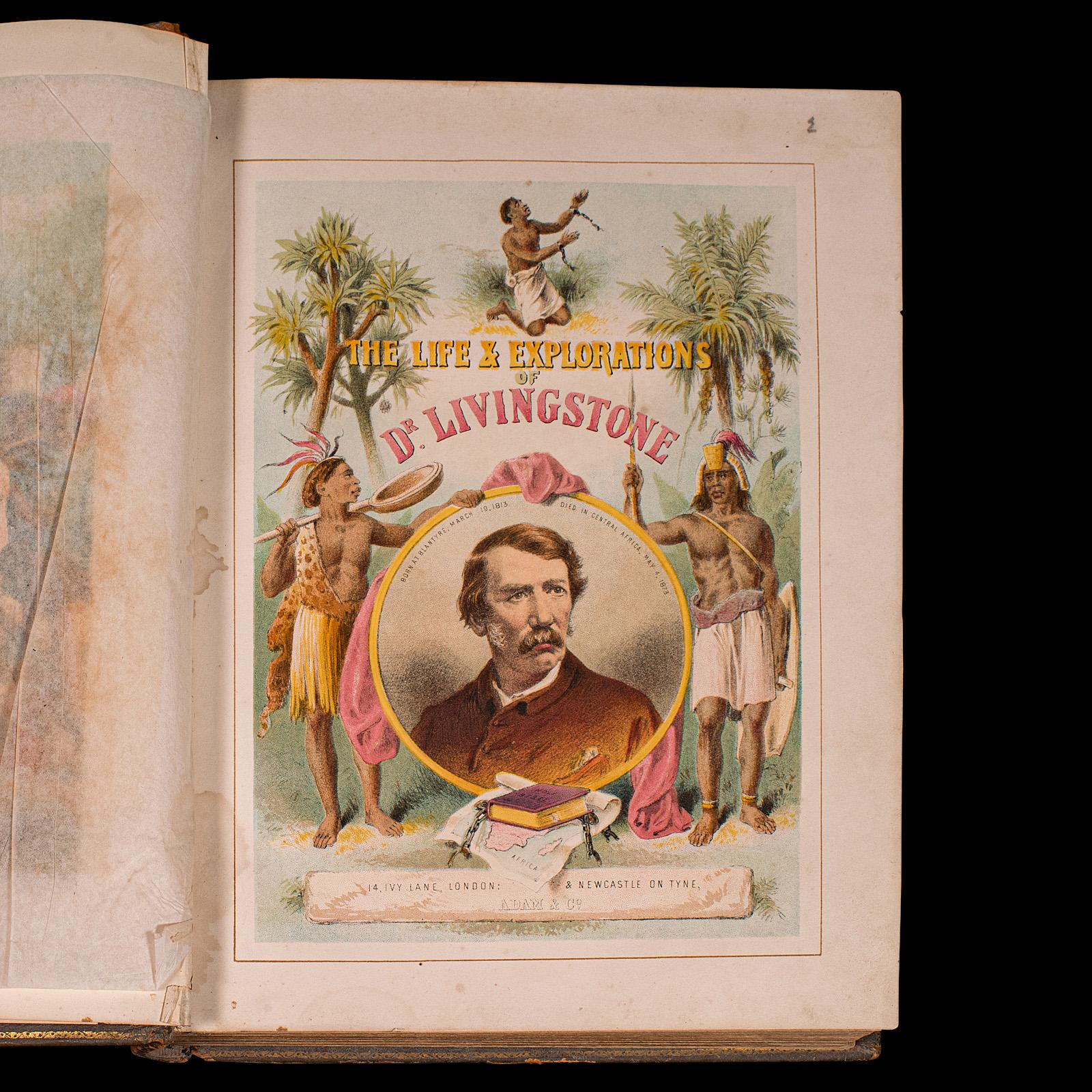 Antique Life & Explorations of Dr Livingstone Book, African Travel, Victorian In Good Condition For Sale In Hele, Devon, GB