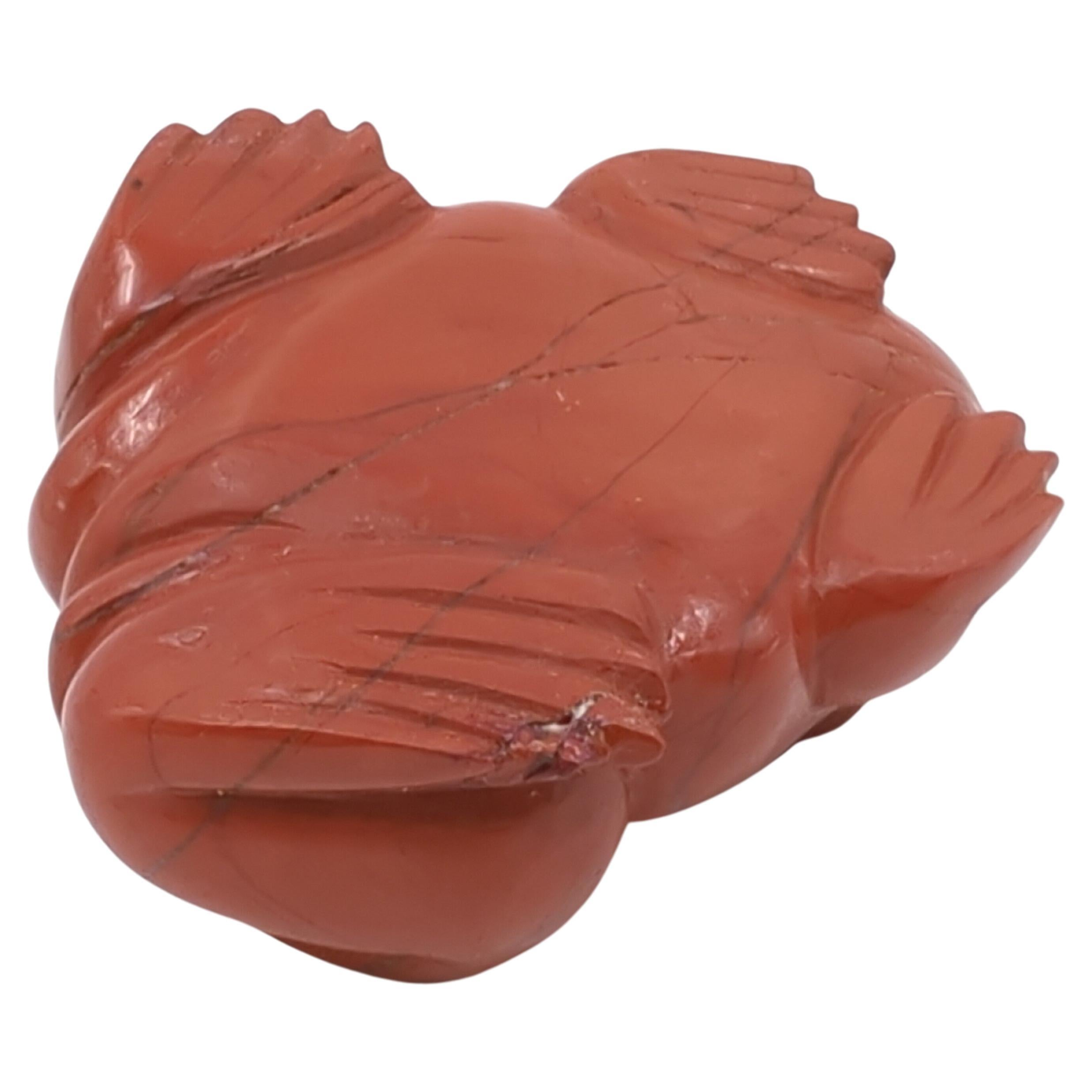 Antique Life-like Chinese Red Jasper Carved Frog Snuff Bottle Qing ROC c.1900/30 For Sale 1