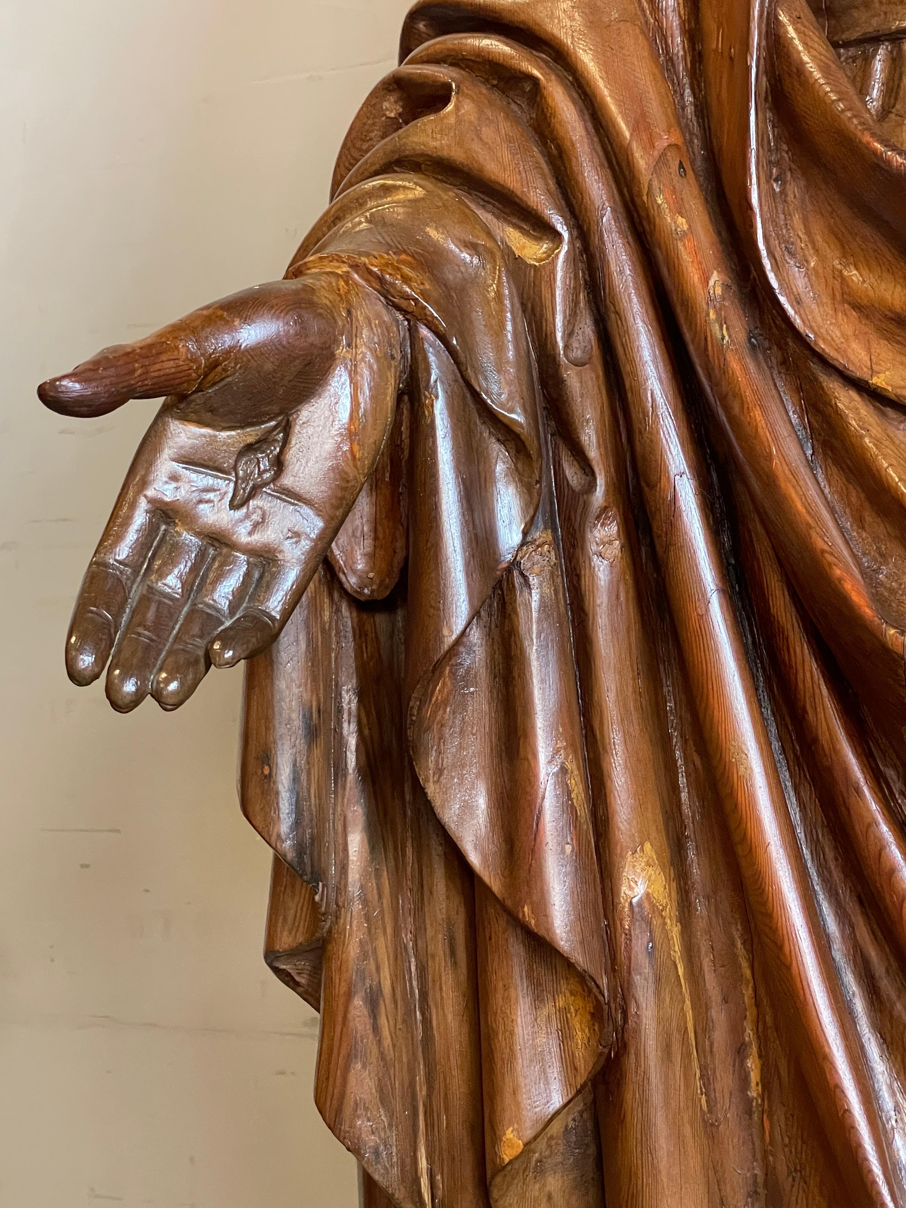 Antique Life Size Hand Carved Church Sculpture of Jesus by Hendrik van der Geld 3