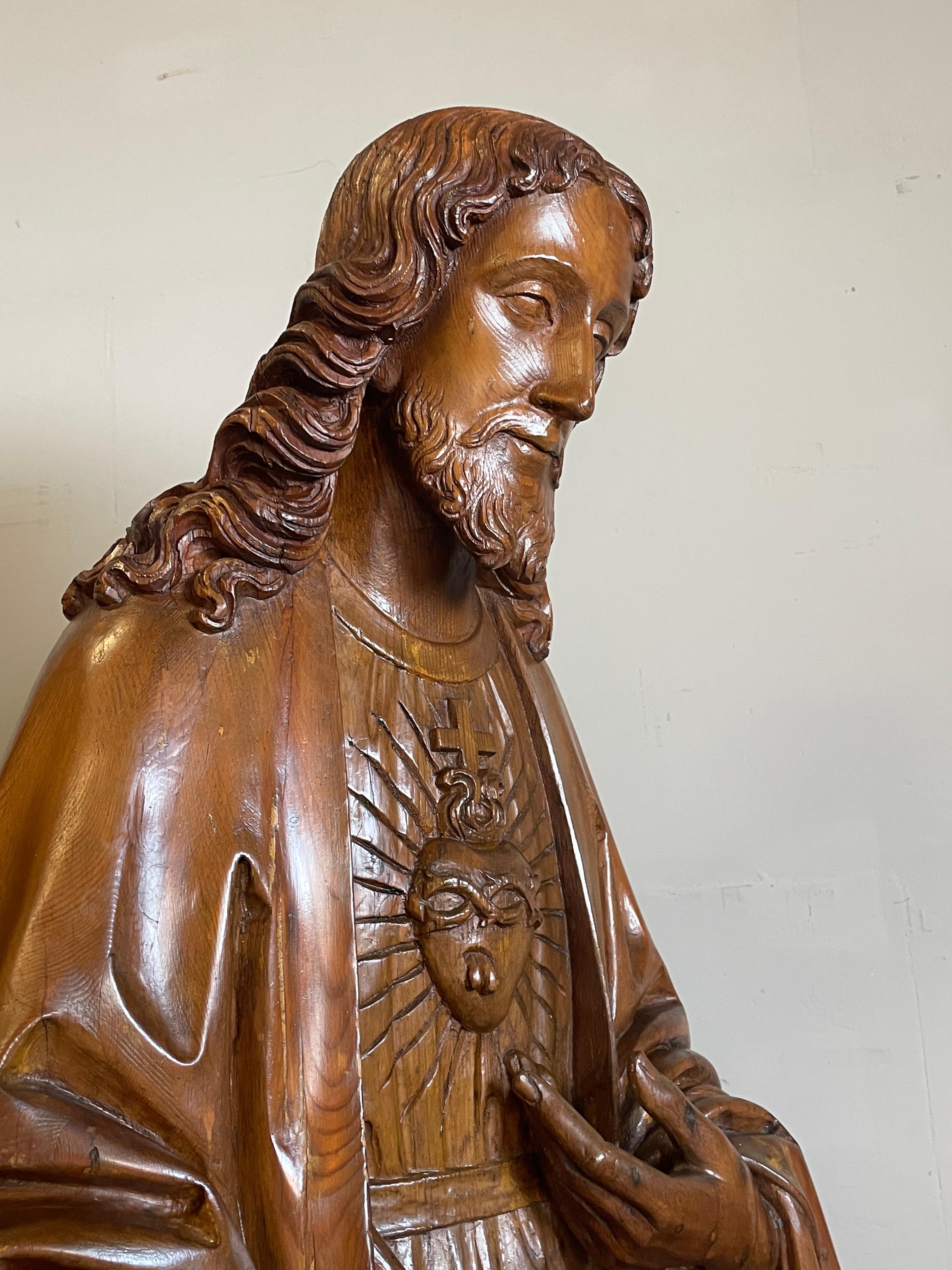 Antique Life Size Hand Carved Church Sculpture of Jesus by Hendrik van der Geld 5
