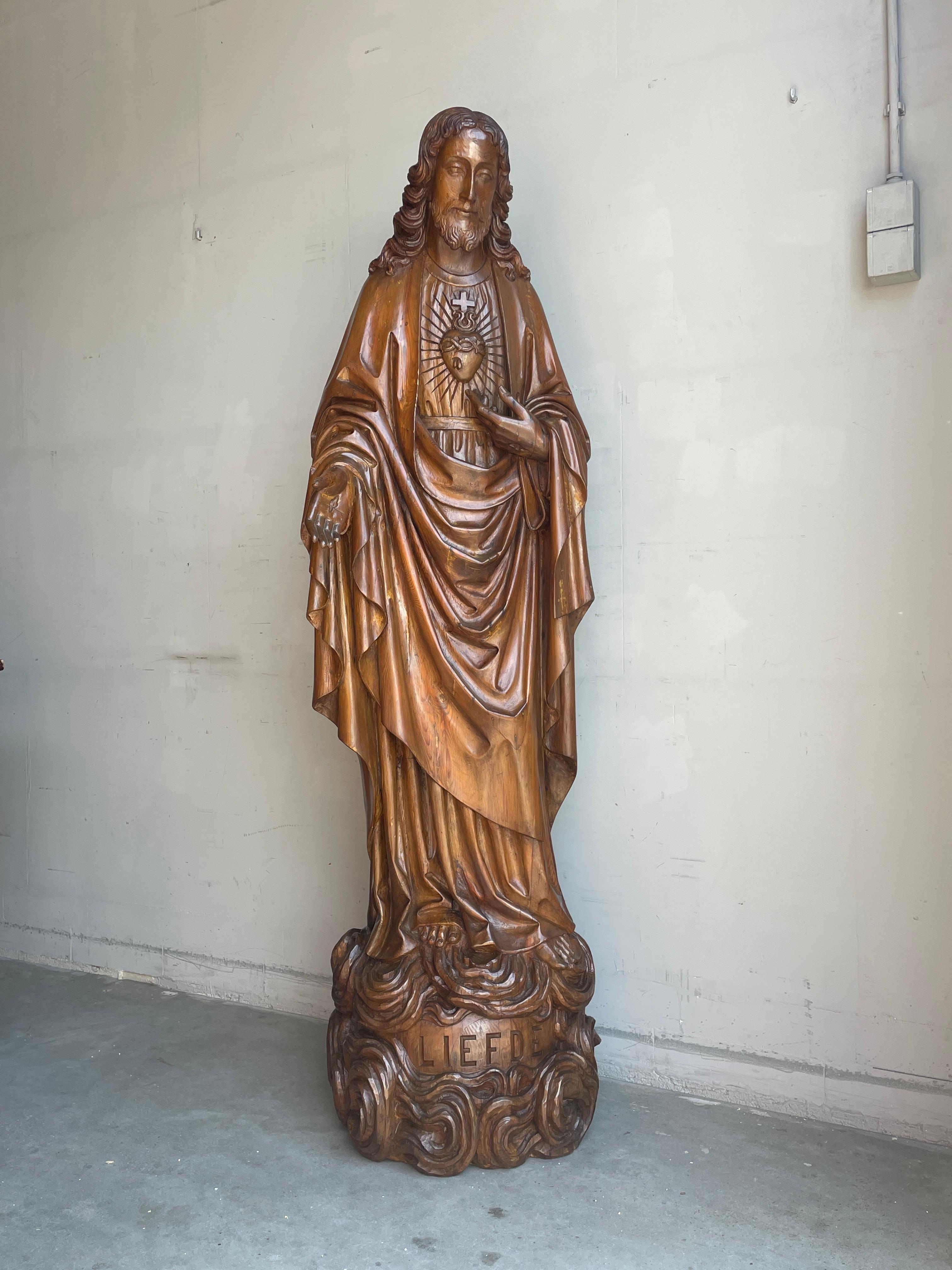 Antique Life Size Hand Carved Church Sculpture of Jesus by Hendrik van der Geld 6