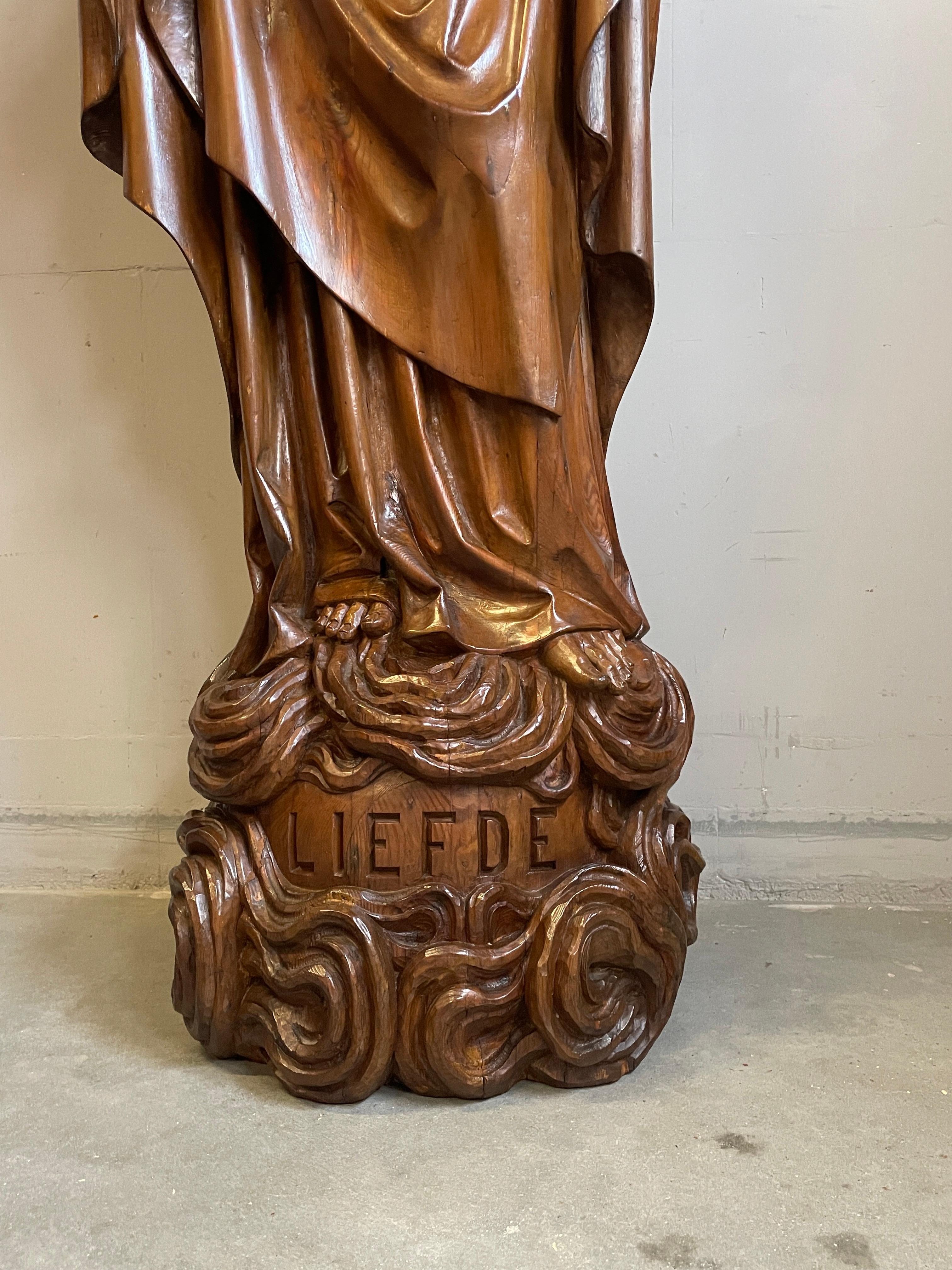 Antique Life Size Hand Carved Church Sculpture of Jesus by Hendrik van der Geld 7