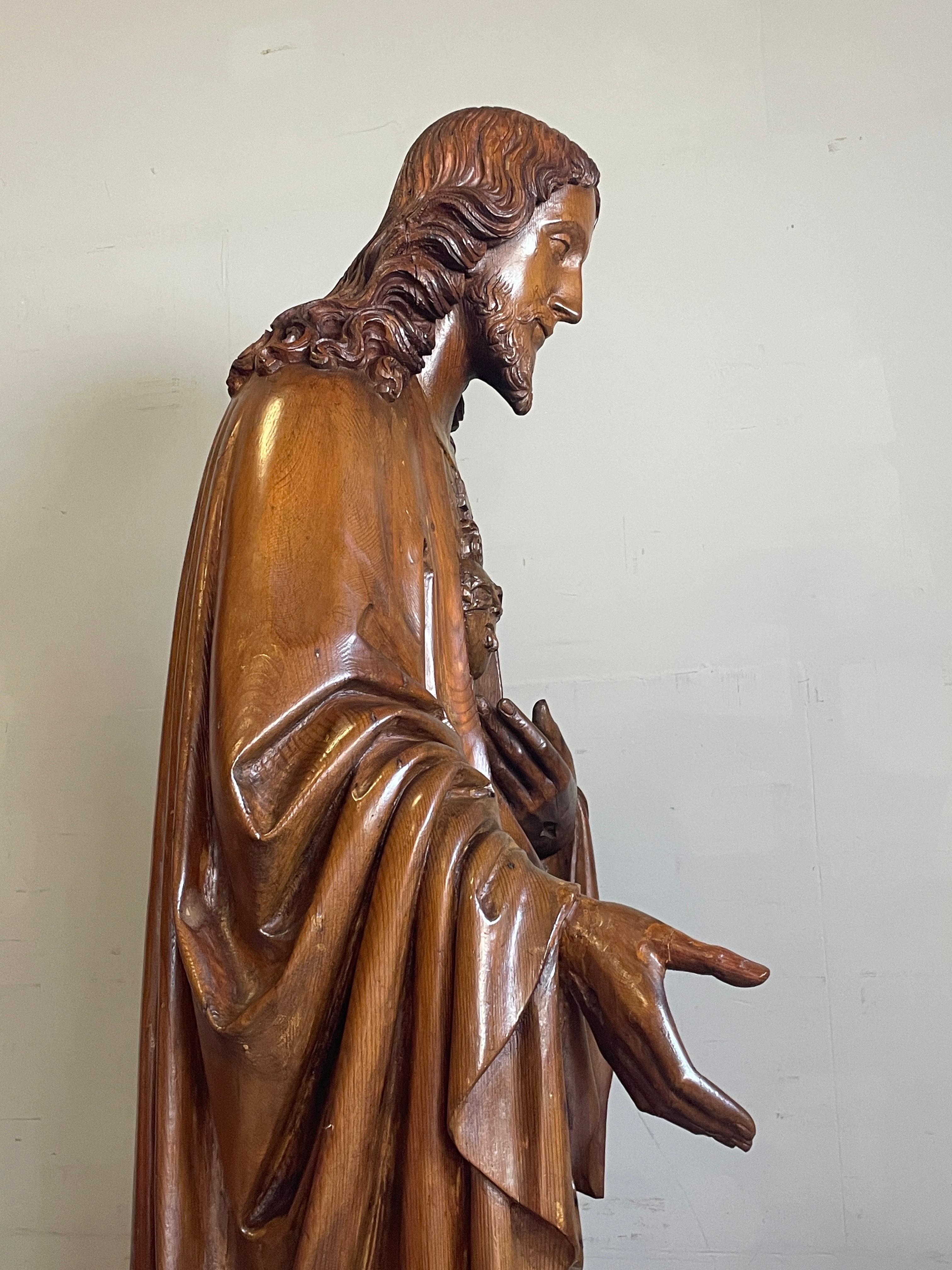 Antique Life Size Hand Carved Church Sculpture of Jesus by Hendrik van der Geld 9