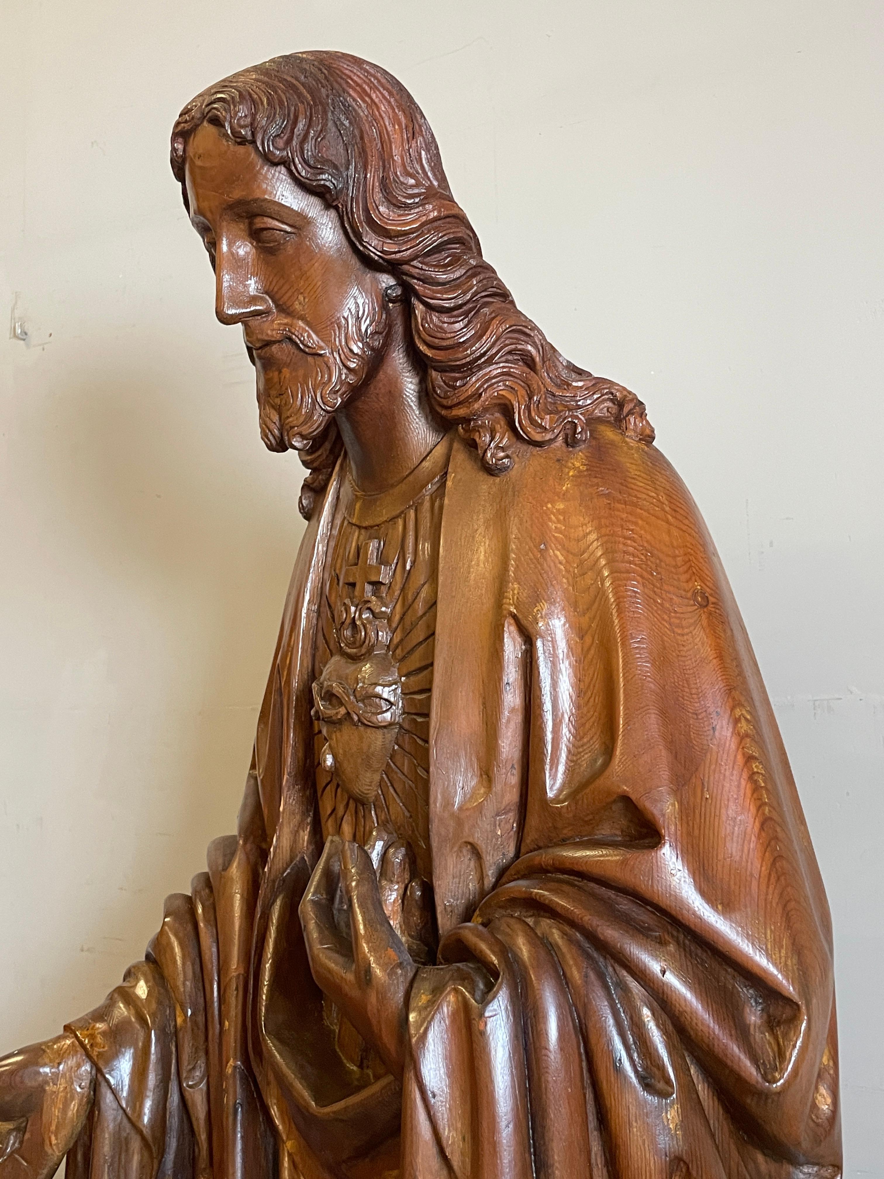 Antique Life Size Hand Carved Church Sculpture of Jesus by Hendrik van der Geld 10