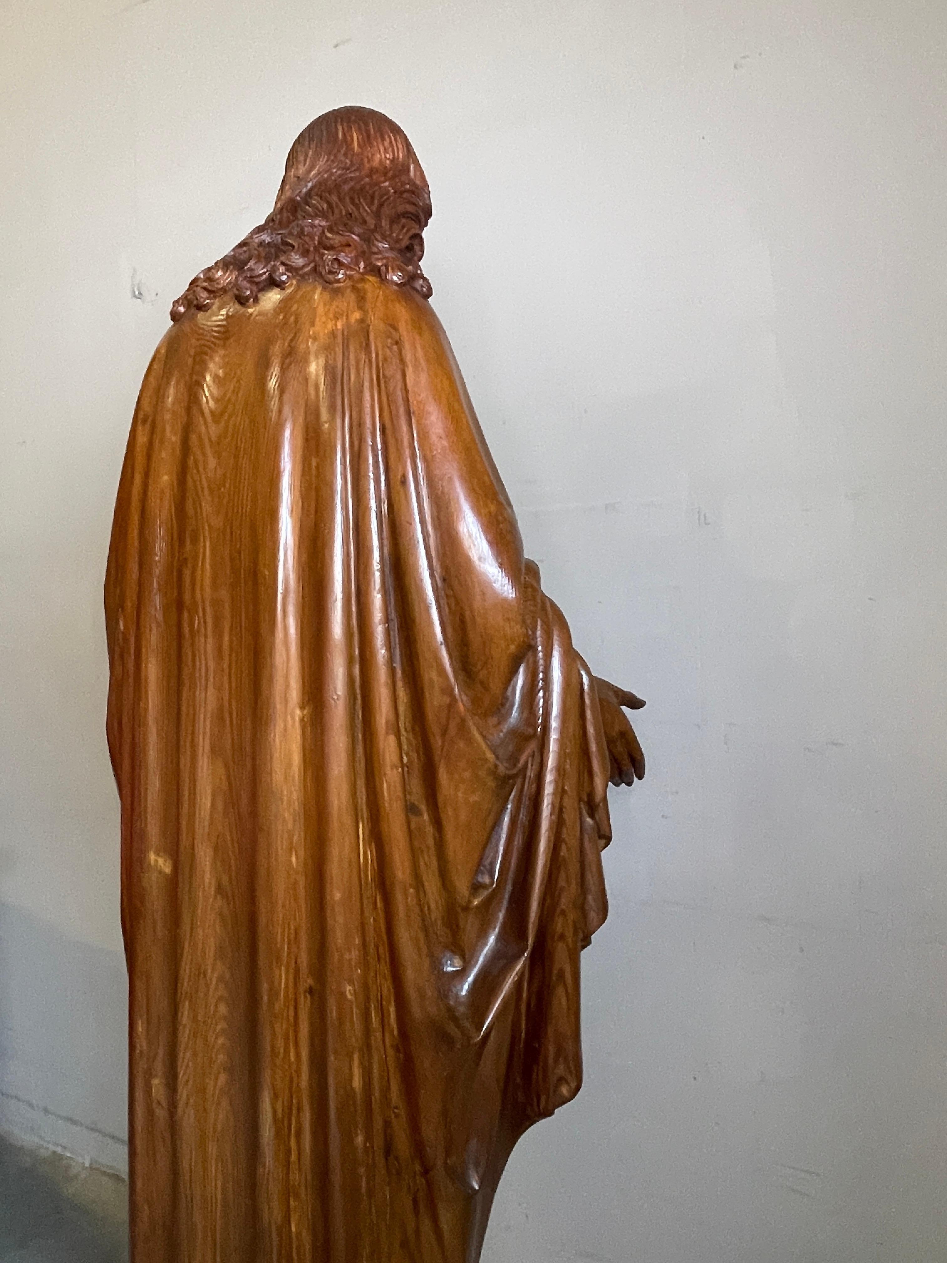 Antique Life Size Hand Carved Church Sculpture of Jesus by Hendrik van der Geld 11