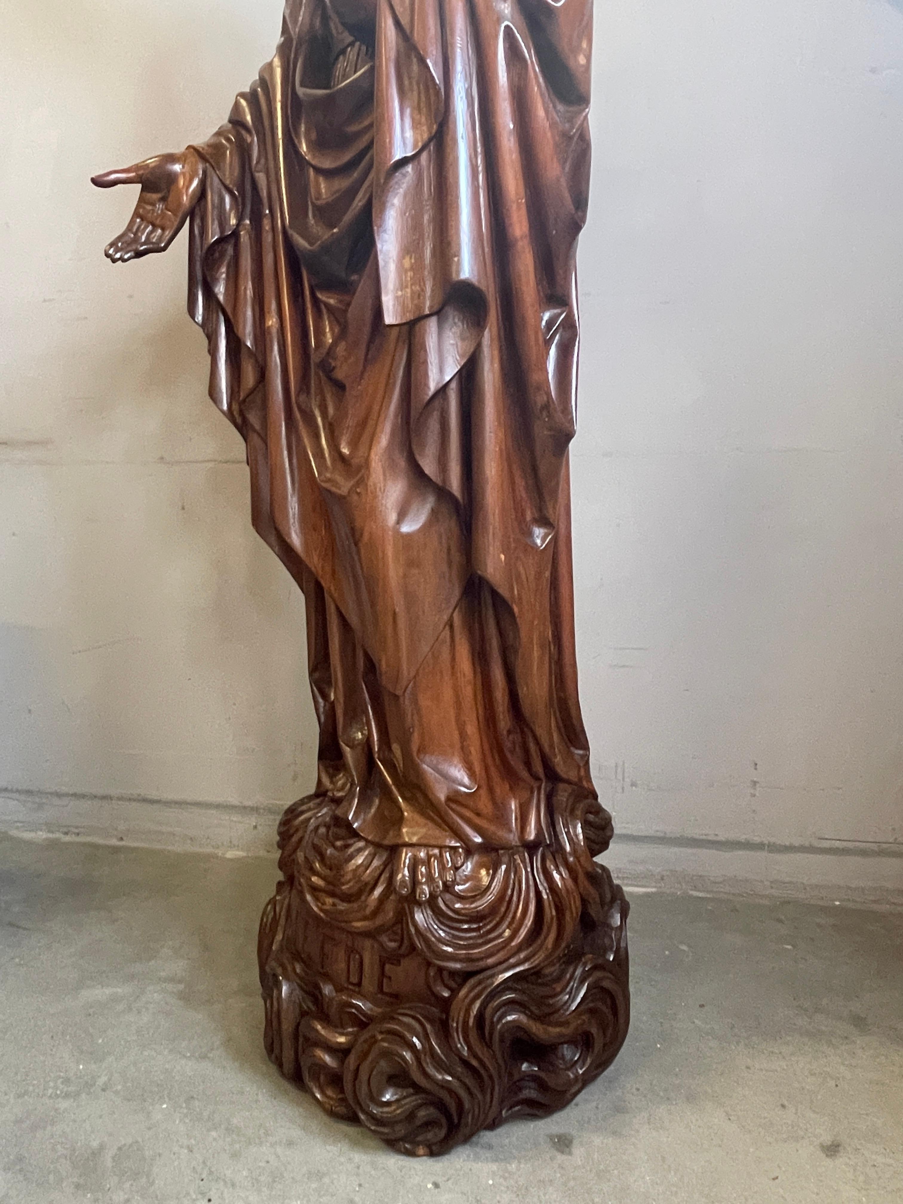Gothic Revival Antique Life Size Hand Carved Church Sculpture of Jesus by Hendrik van der Geld