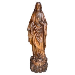 Antique Life Size Hand Carved Church Sculpture of Jesus by Hendrik van der Geld