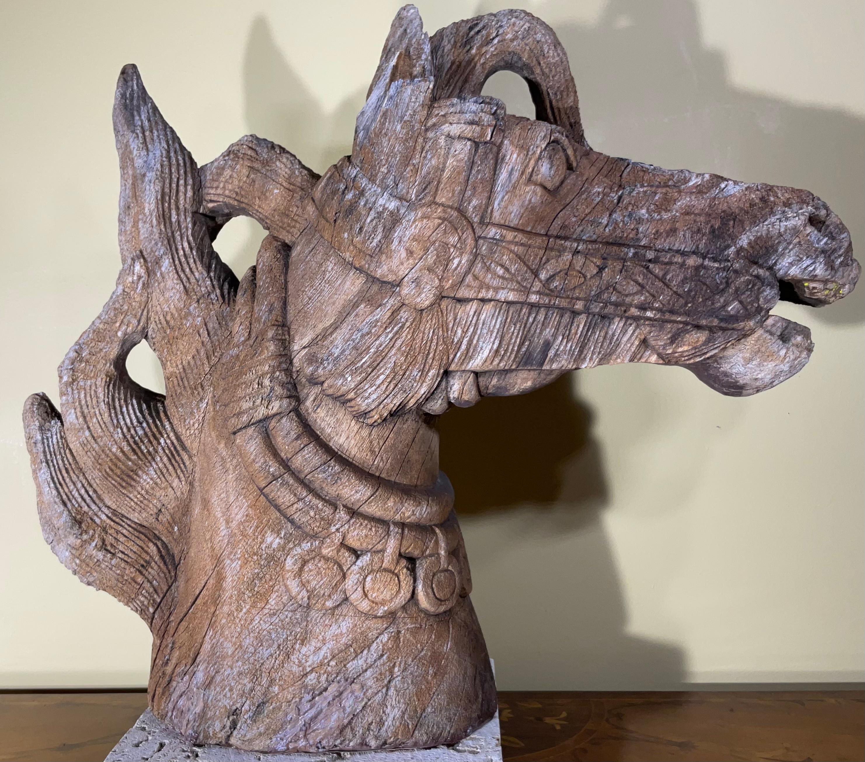 Antique Life Size Hand Carved Wood Horse Head Sculpture 12
