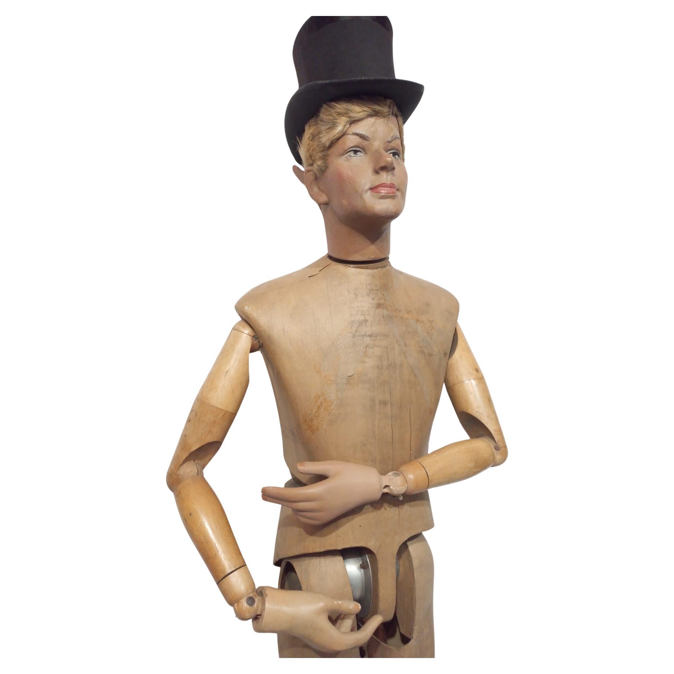 Métal Mannequin masculin ancien grandeur nature, circa 1920, rare en vente