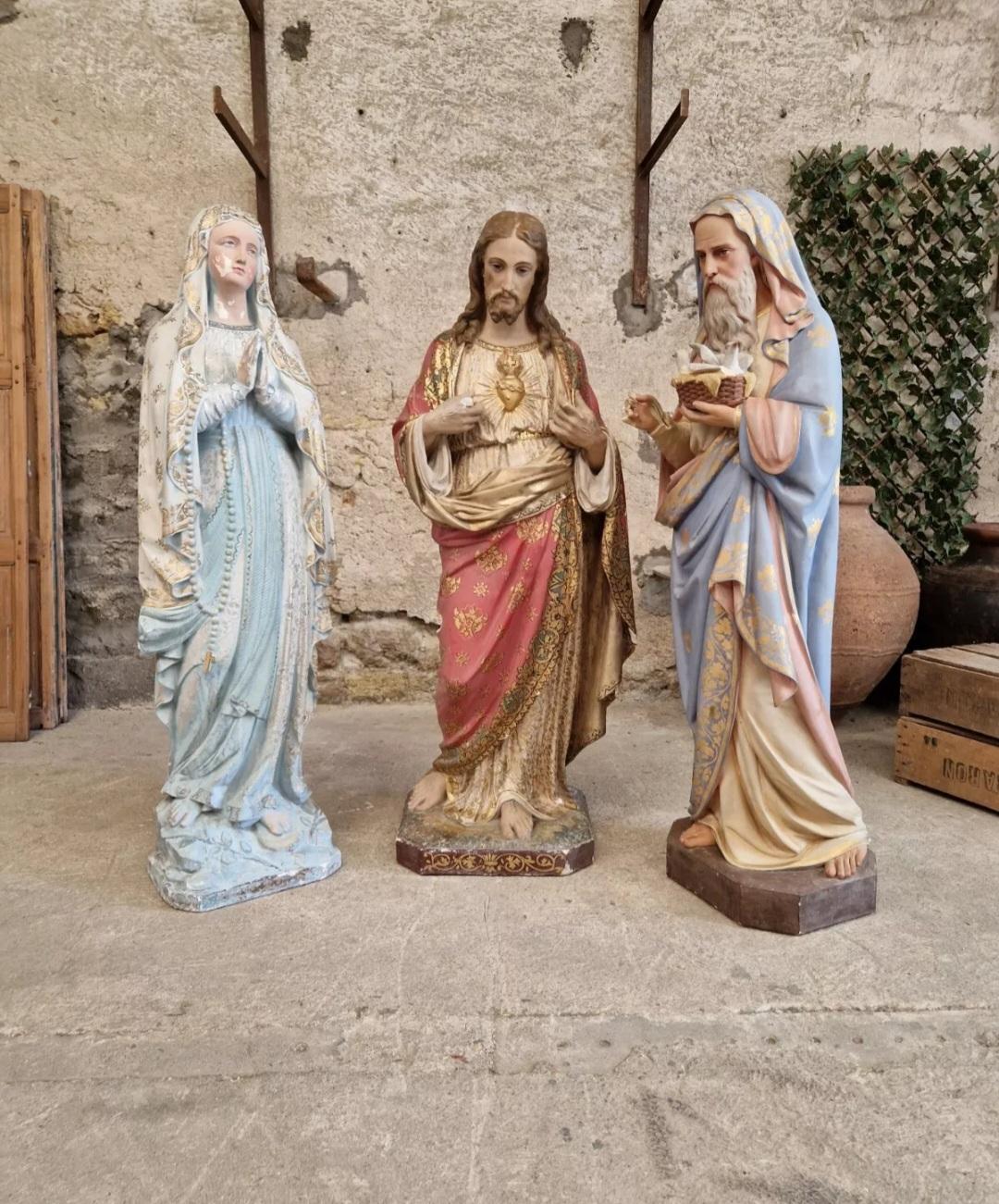 Estatua religiosa antigua de Jesús de tamaño natural en venta 4