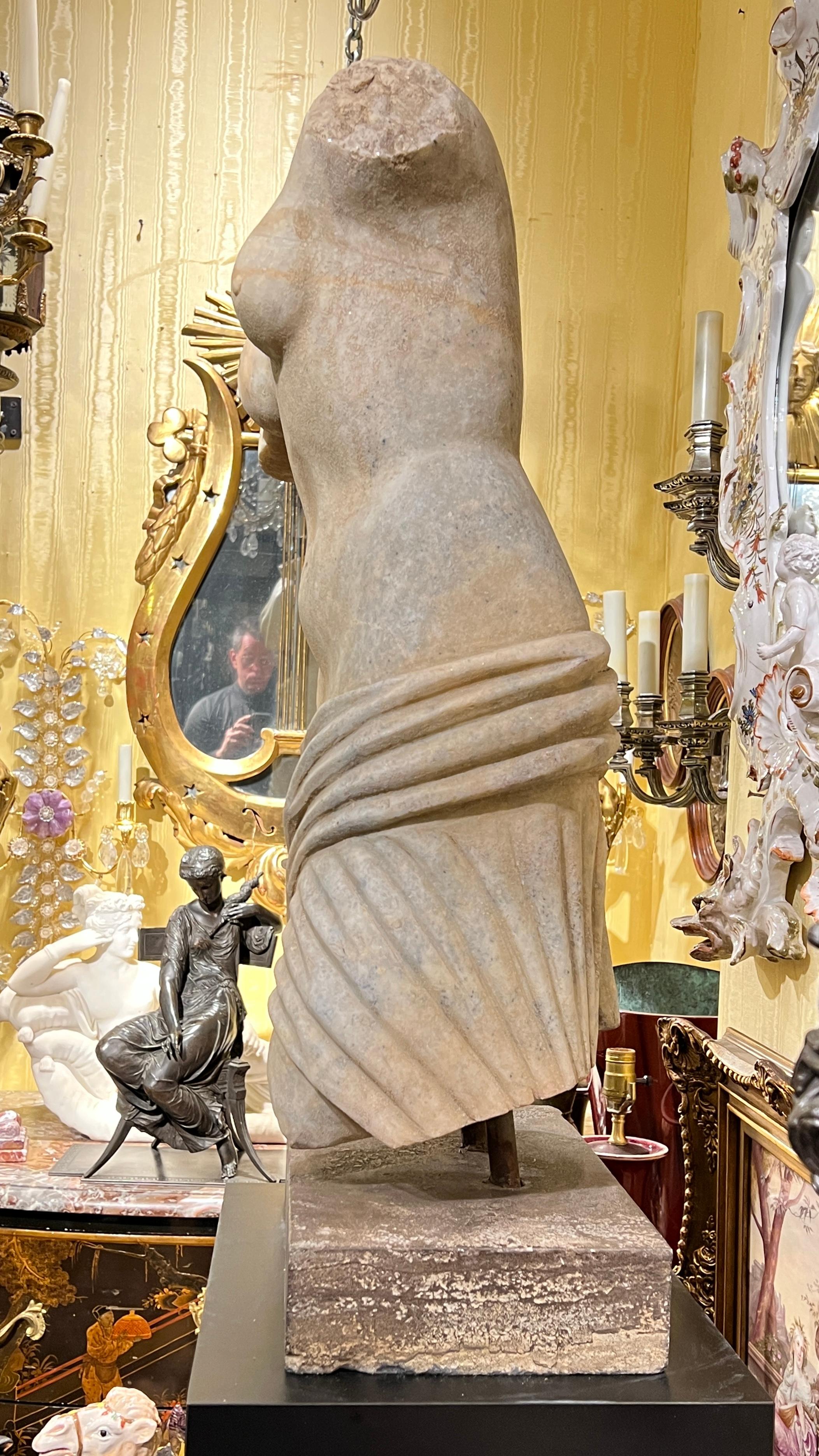 Antique life size  Torso of Venus Marble Sculpture After the Ancient In Good Condition For Sale In New York, NY