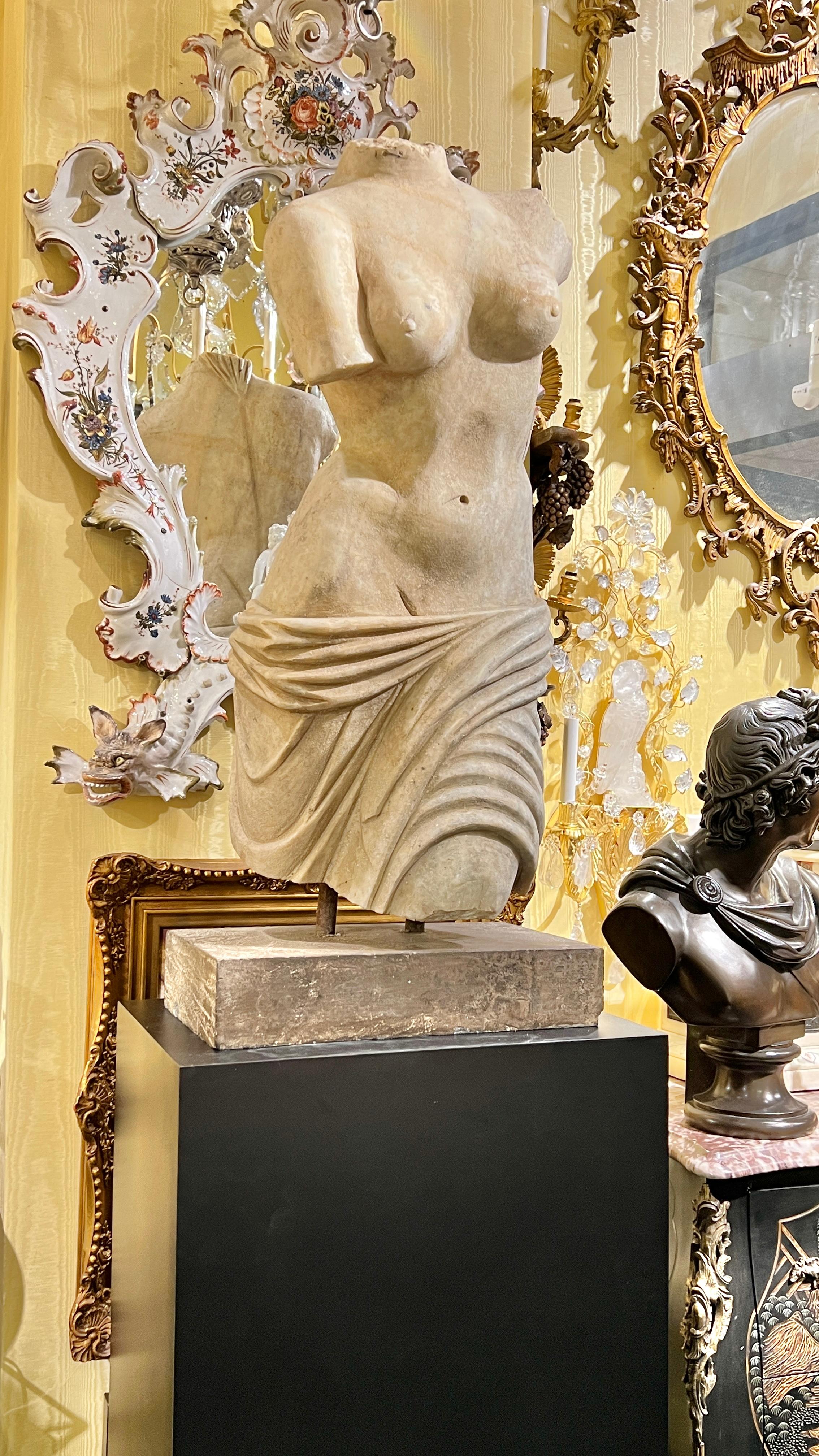 19th Century Antique life size  Torso of Venus Marble Sculpture After the Ancient For Sale