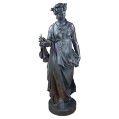 Antique French Lifesize Escultura de Bronce Deméter Diosa Griega de la Cosecha Estatua