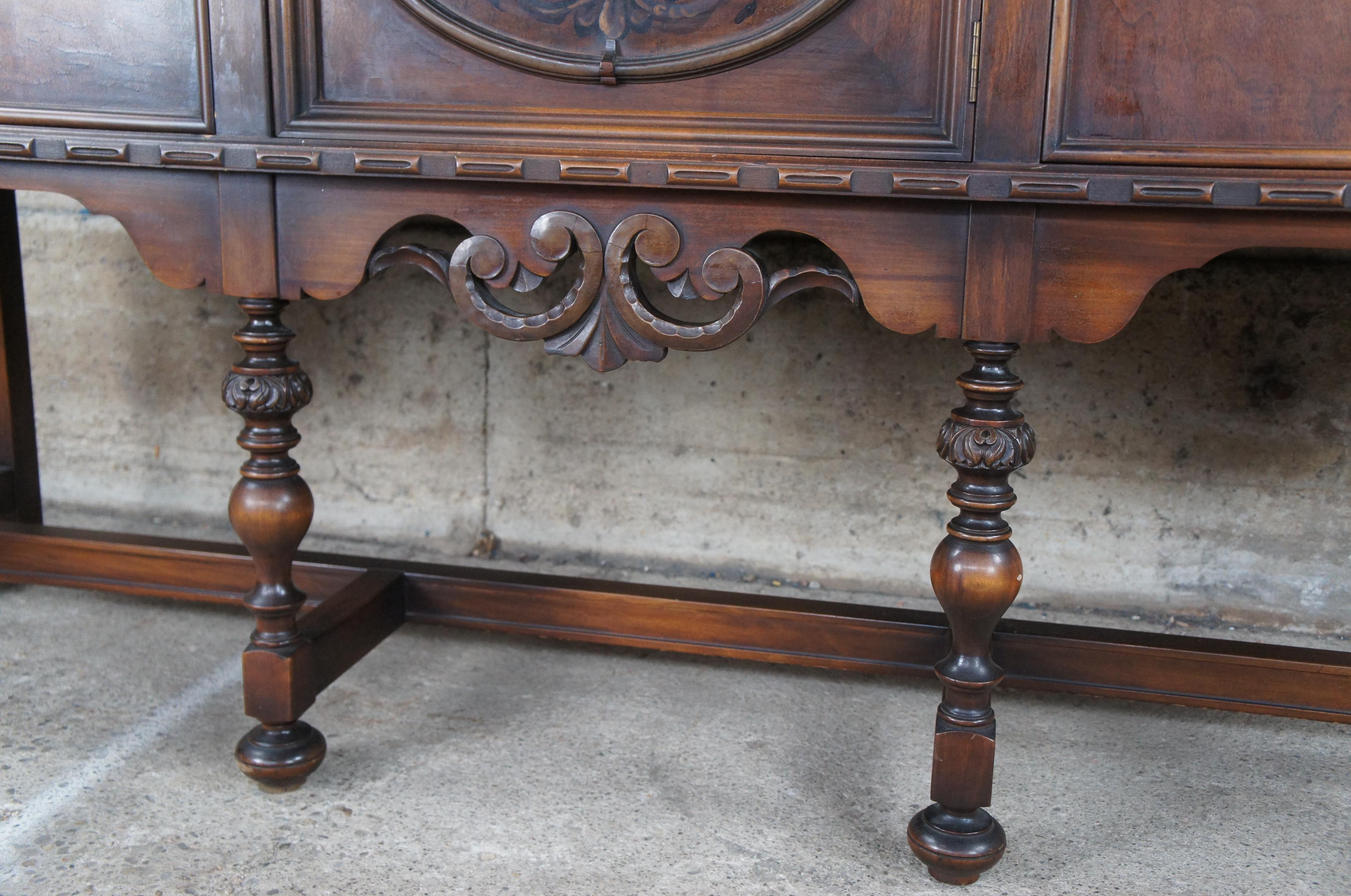 Antique Lifetime Furn. Jacobean Gothic Spanish Walnut Buffet Sideboard Console For Sale 3