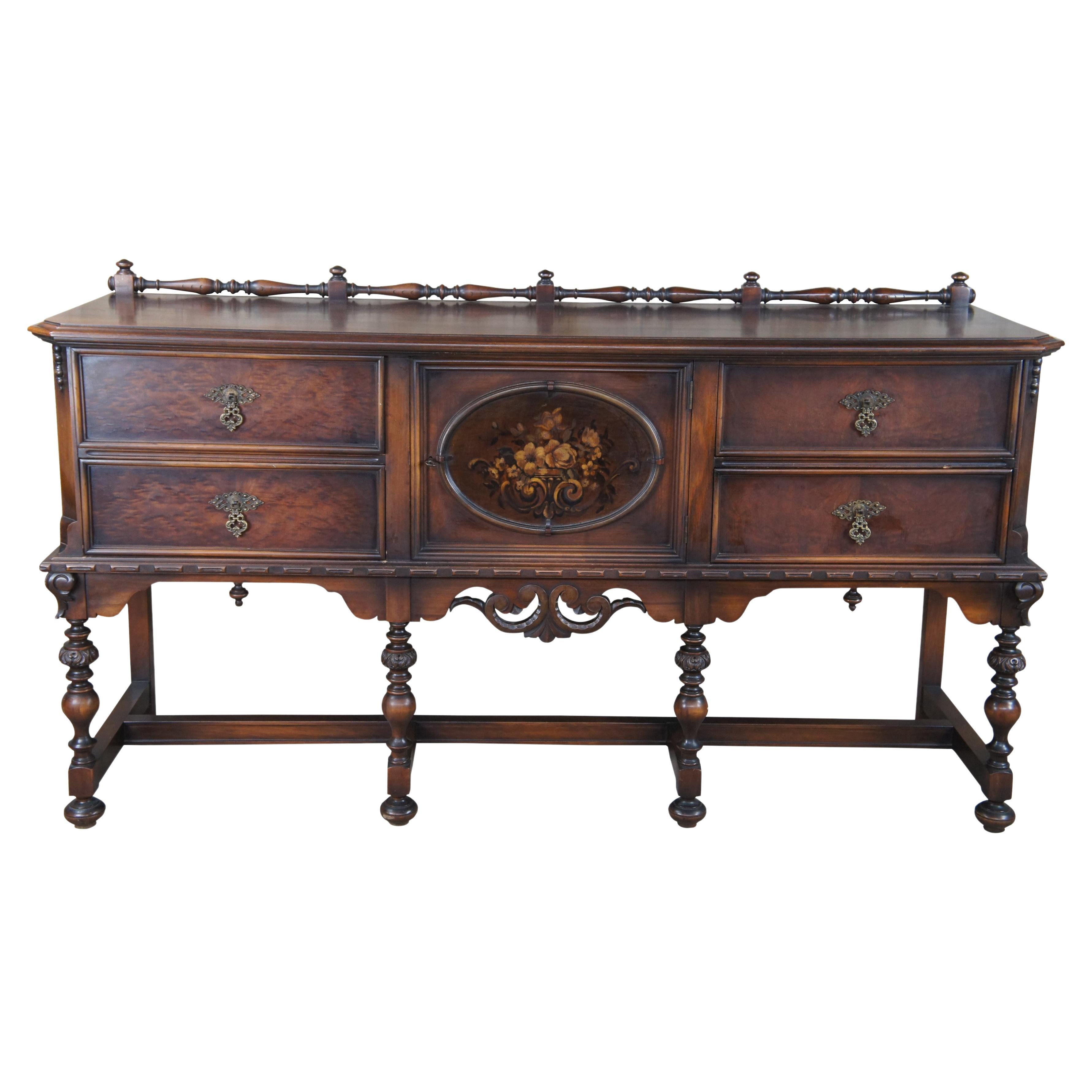Antique Lifetime Furn. Jacobean Gothic Spanish Walnut Buffet Sideboard Console For Sale