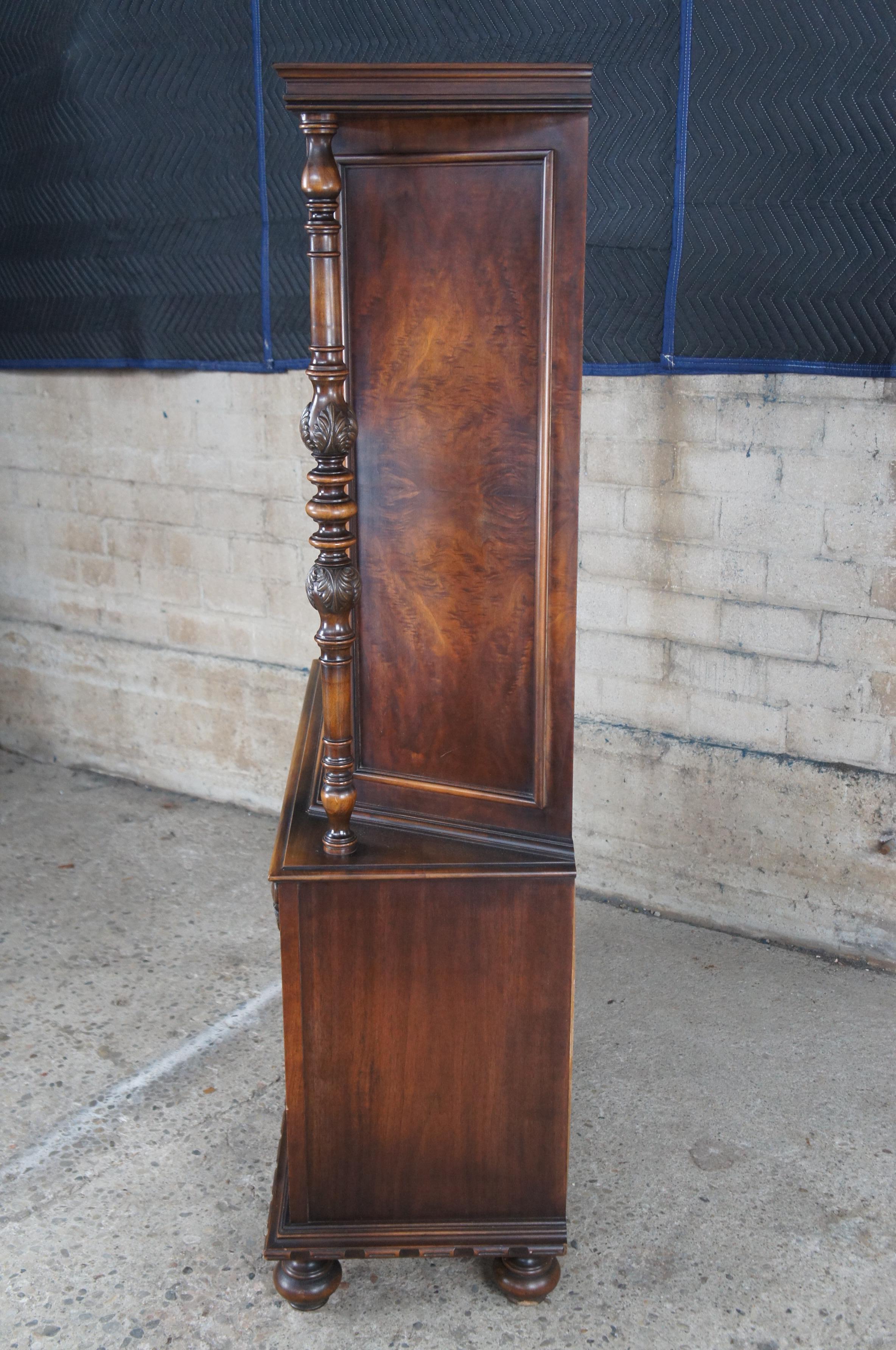 Antique Lifetime Furniture Jacobean Gothic Spanish Walnut China Cabinet Cupboard For Sale 3