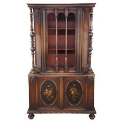 Vintage Lifetime Furniture Jacobean Gothic Spanish Walnut China Cabinet Cupboard