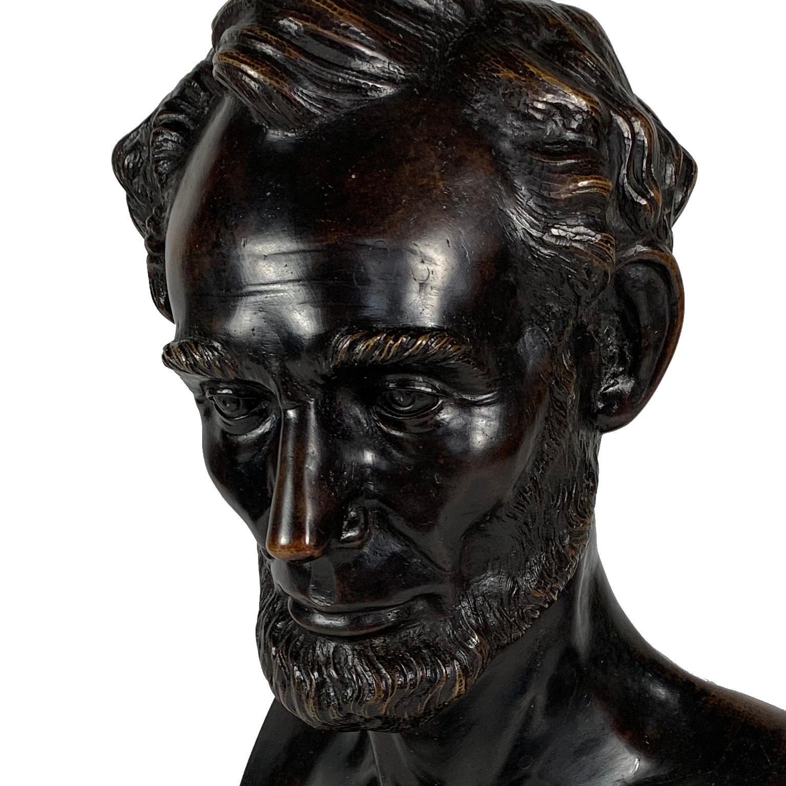 American Classical Antique, Lifetime, Thomas Jones Bronze Bust of Abraham Lincoln