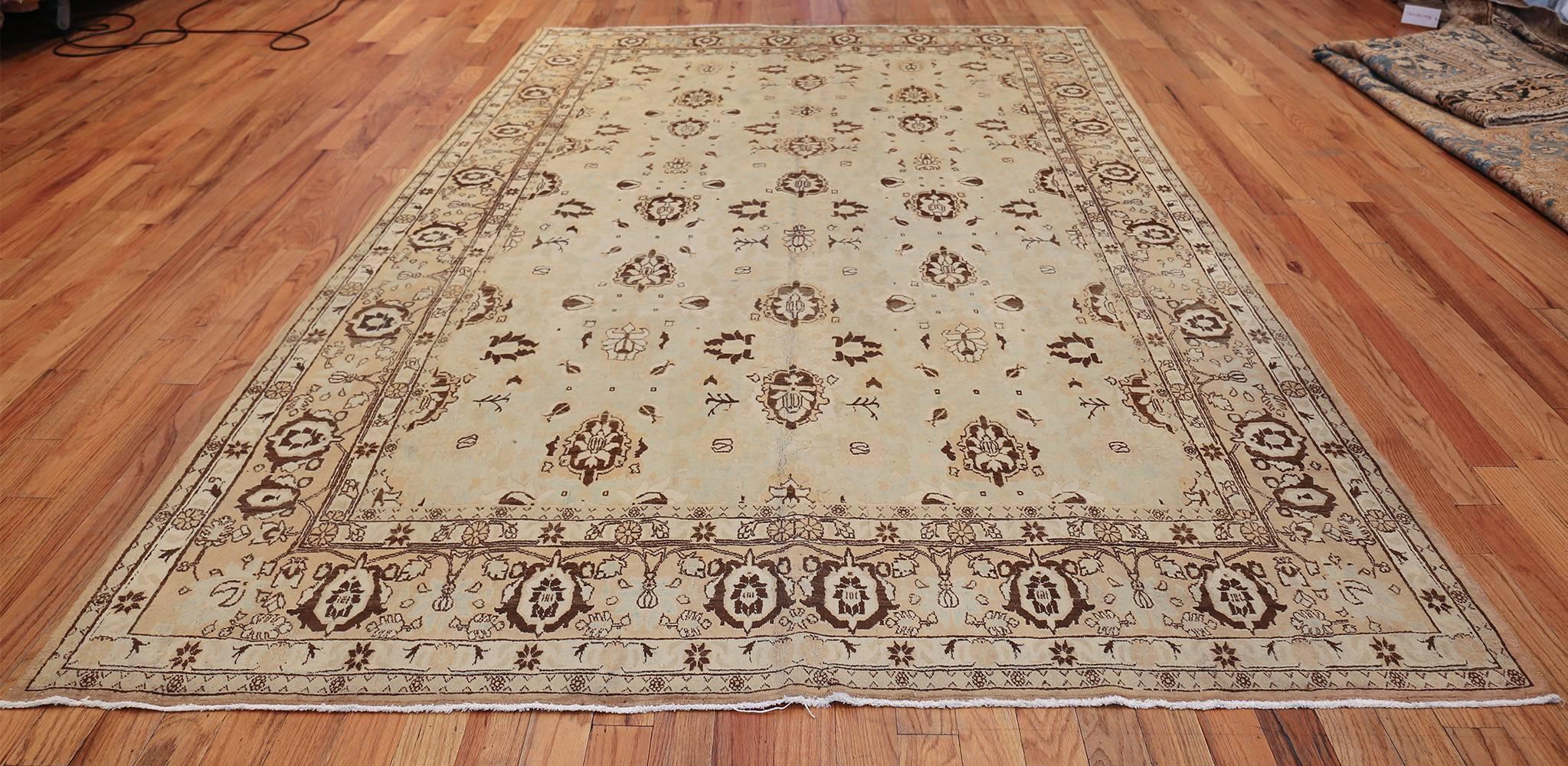 Antique Light Blue and Brown Persian Tabriz Rug. 7 ft x 11 ft 2 in For Sale 3