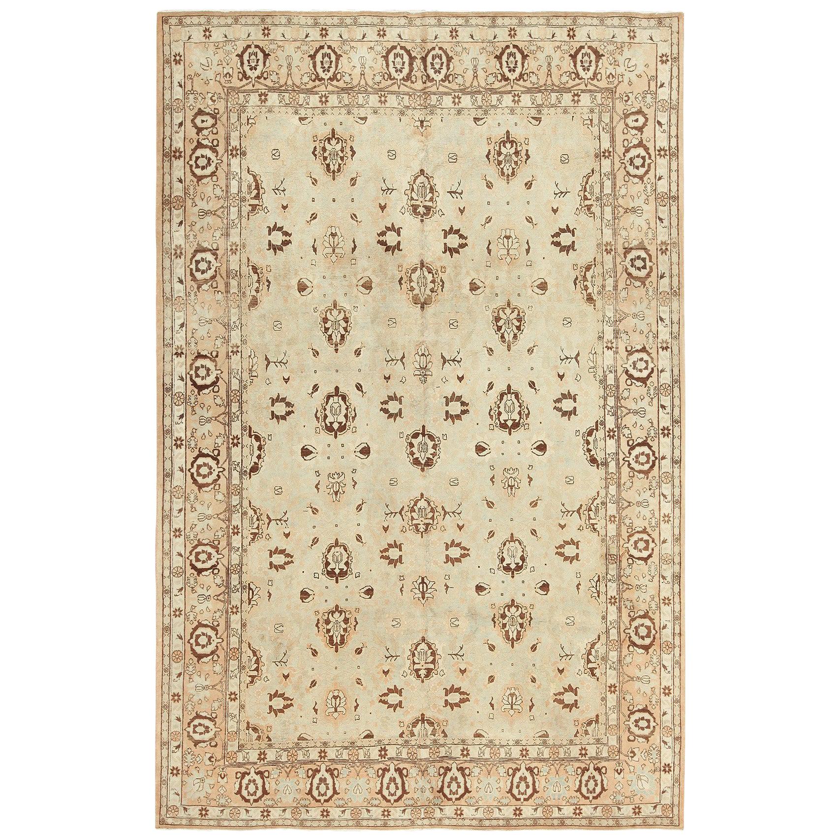 Tapis persan antique Tabriz bleu Light et Brown. 7 ft x 11 ft 2 in