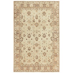 Nazmiyal Antique Light Blue and Brown Persian Tabriz Rug. 7 ft x 11 ft 2 in