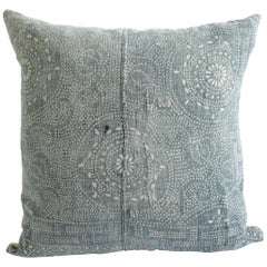 Antique Light Blue Batik Pillow
