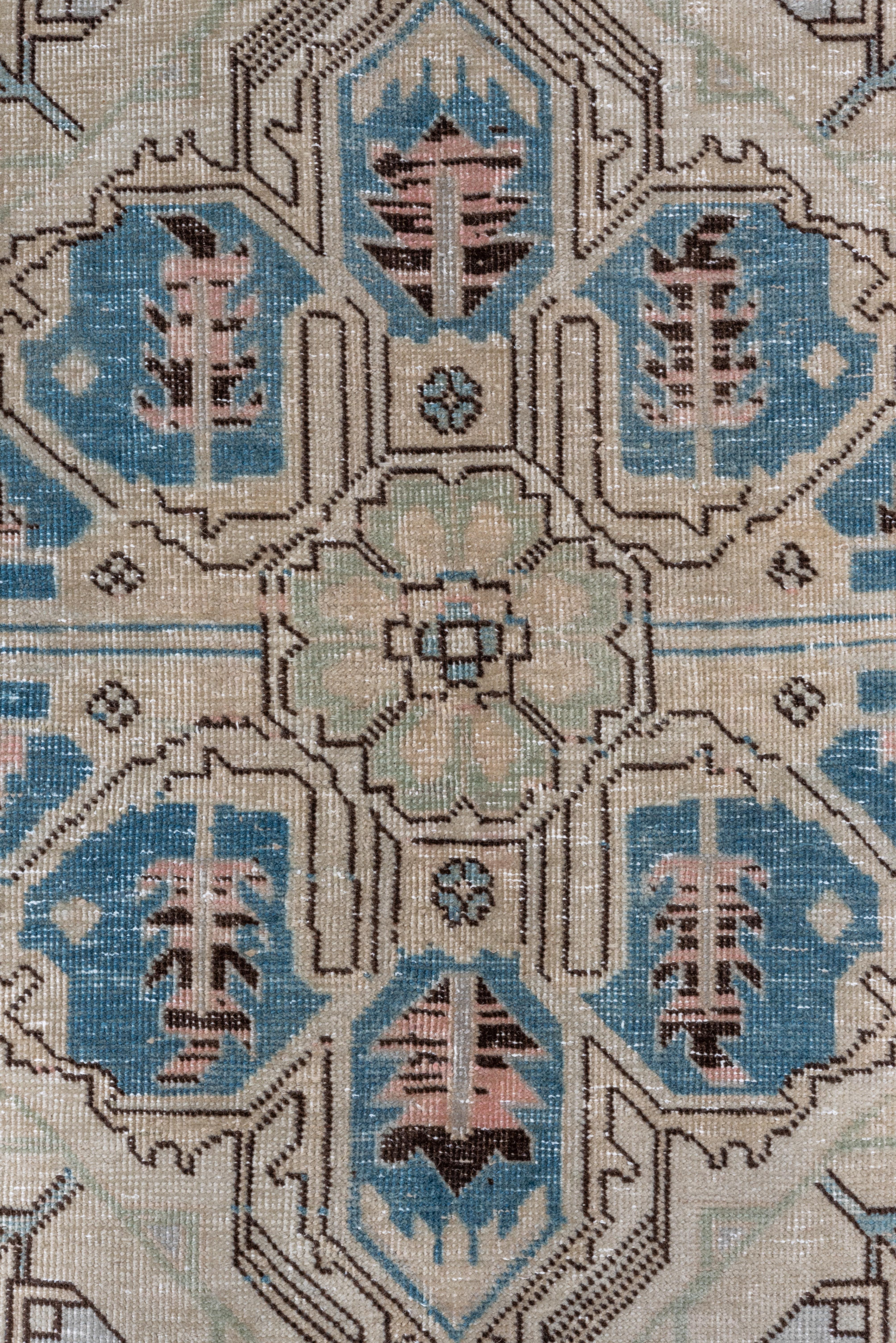Antique Light Blue Field Turkish Sivas Rug, Green and Royal Blue Accents In Good Condition For Sale In New York, NY