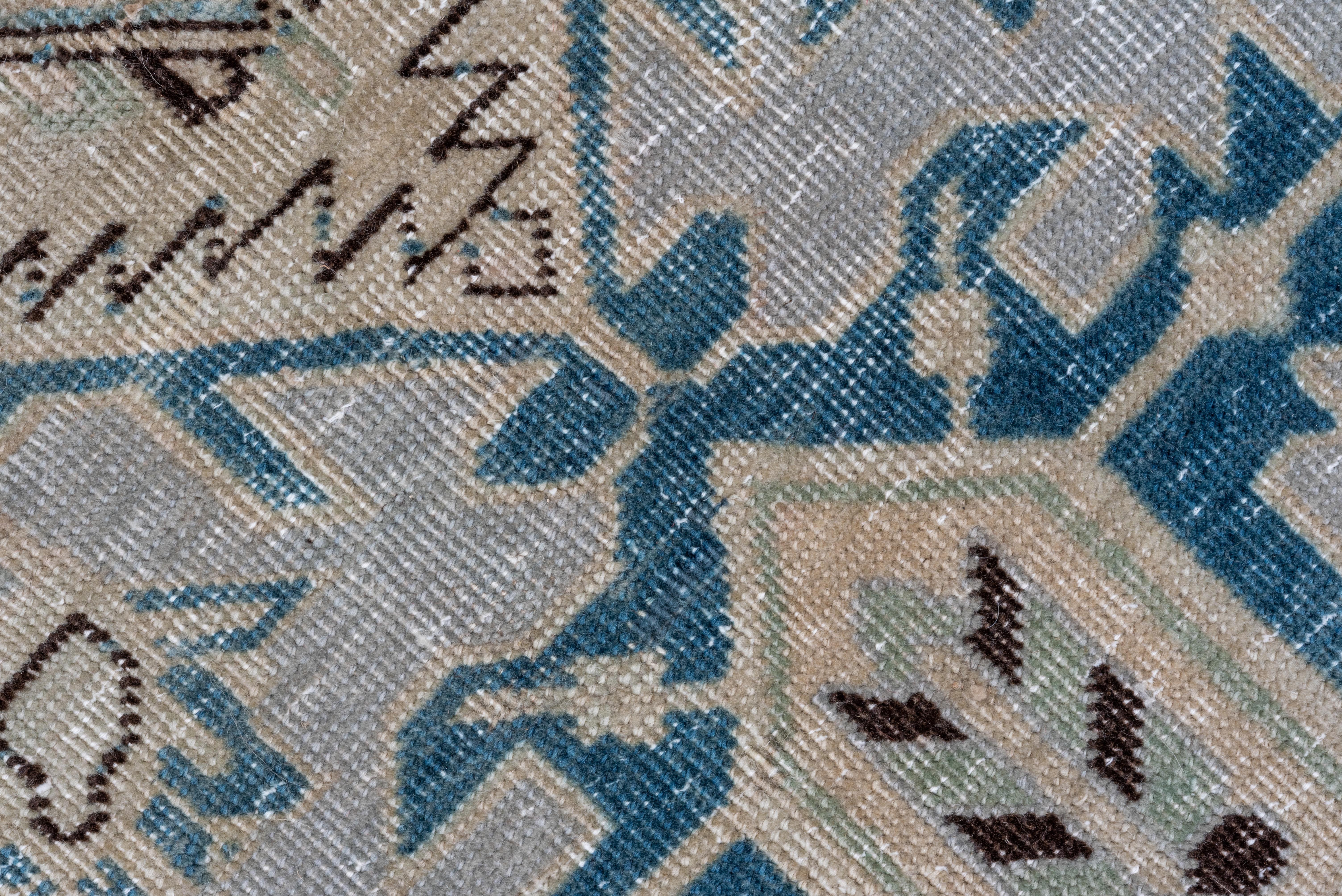 Mid-20th Century Antique Light Blue Field Turkish Sivas Rug, Green and Royal Blue Accents For Sale
