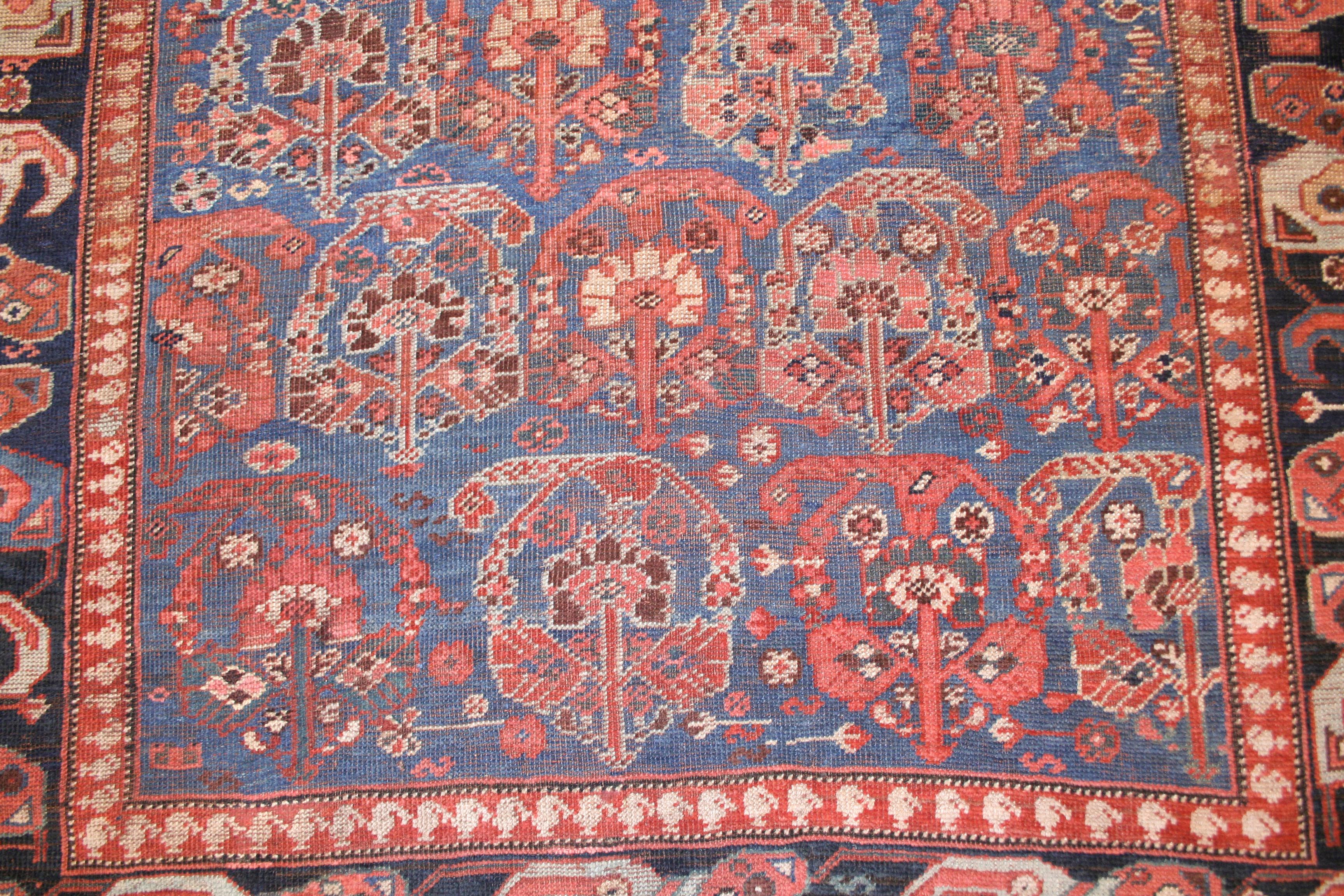Noué à la main Antique tapis Khamseh bleu clair à motif Paisley en vente