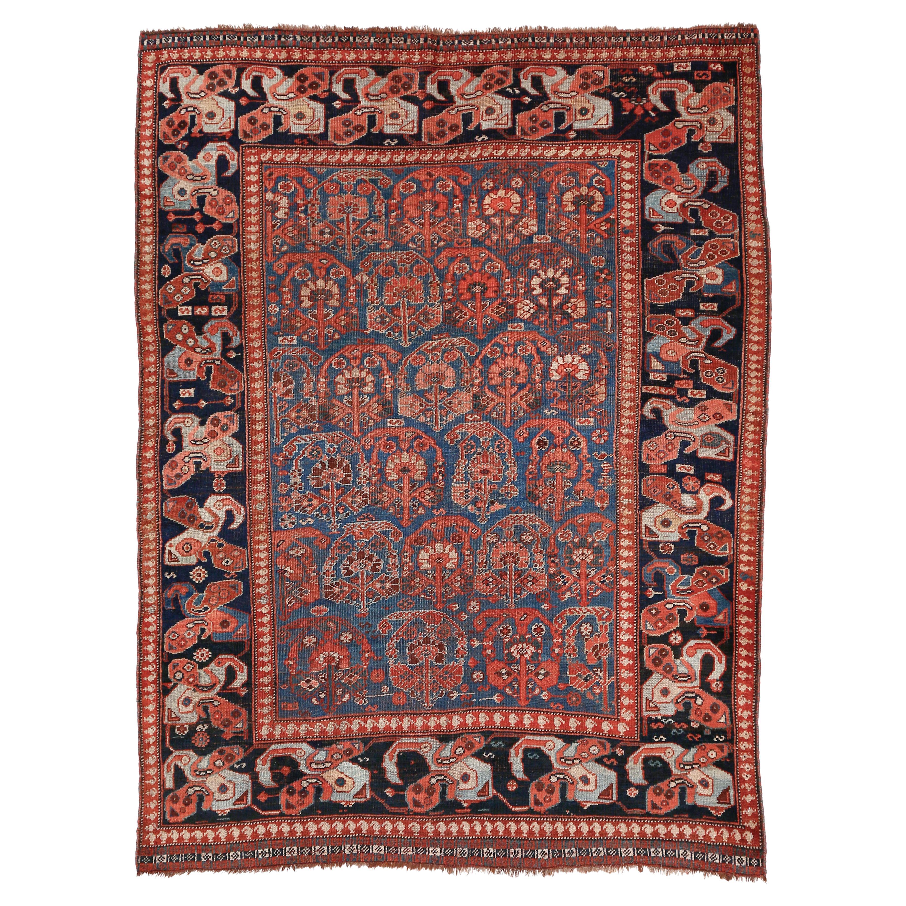 Antique tapis Khamseh bleu clair à motif Paisley en vente