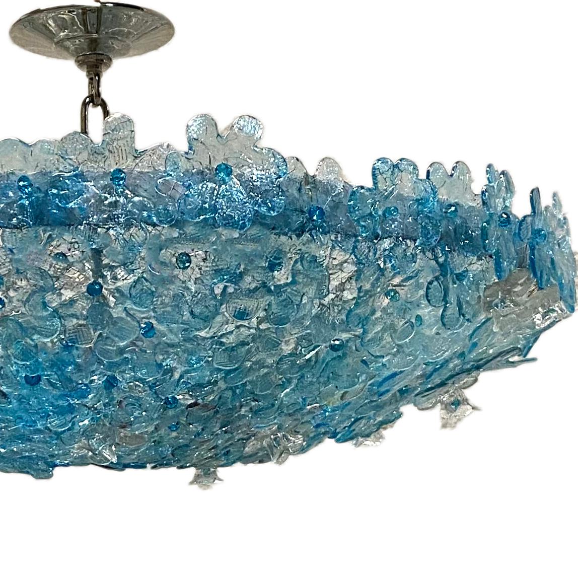 Italian Antique Light Blue Murano Light Fixture For Sale