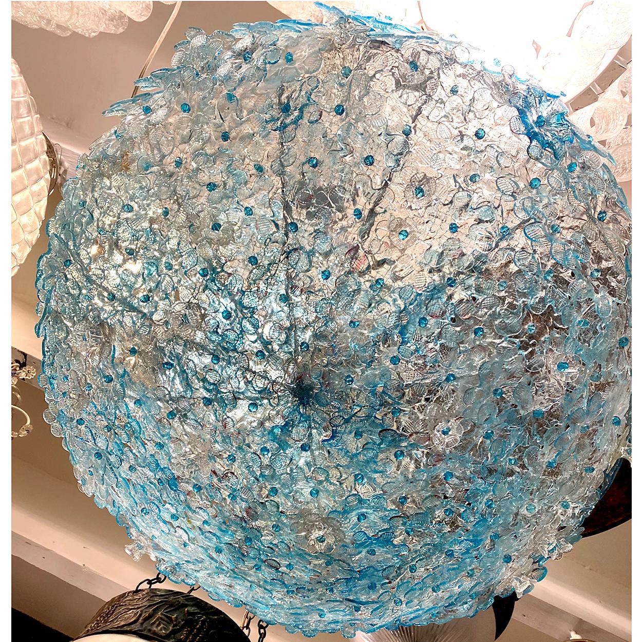 Antique Light Blue Murano Light Fixture In Good Condition For Sale In New York, NY