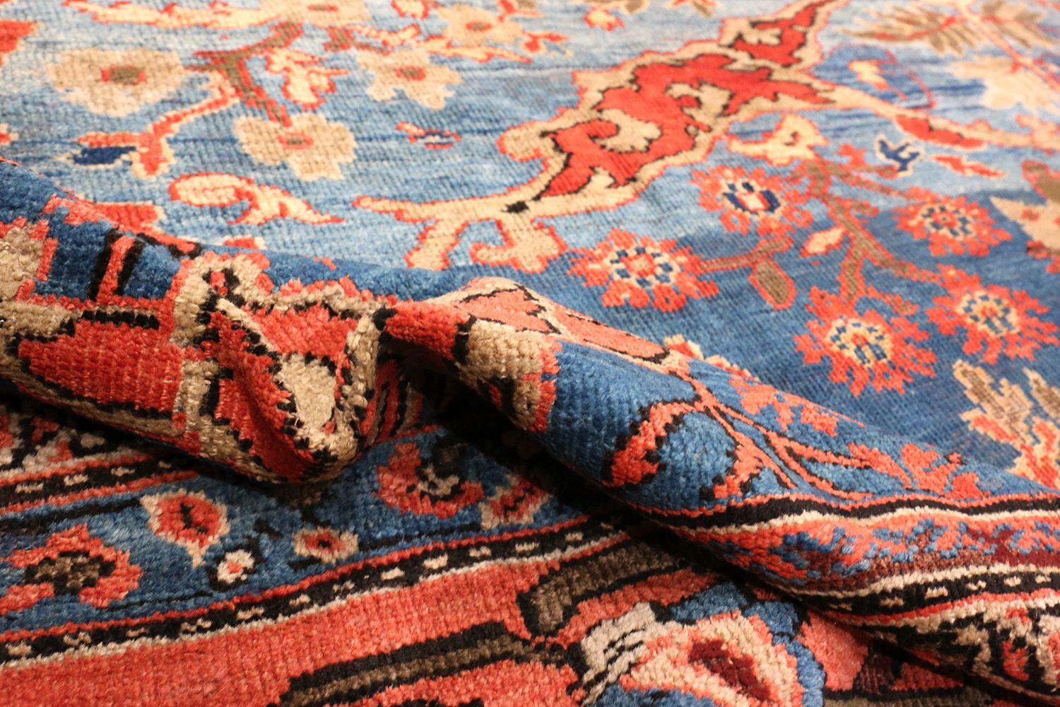 Antique Light Blue Persian Sultanabad Carpet In Excellent Condition In New York, NY