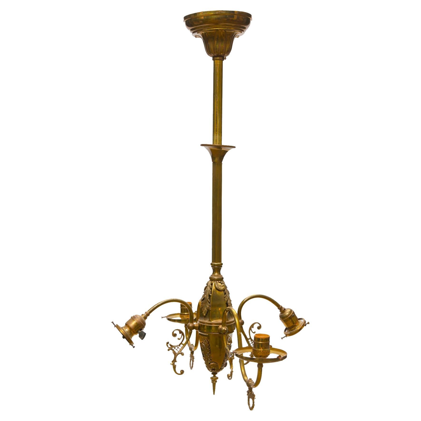 Antique light fixture, incomplete, with a high polished brass finish.   For Sale