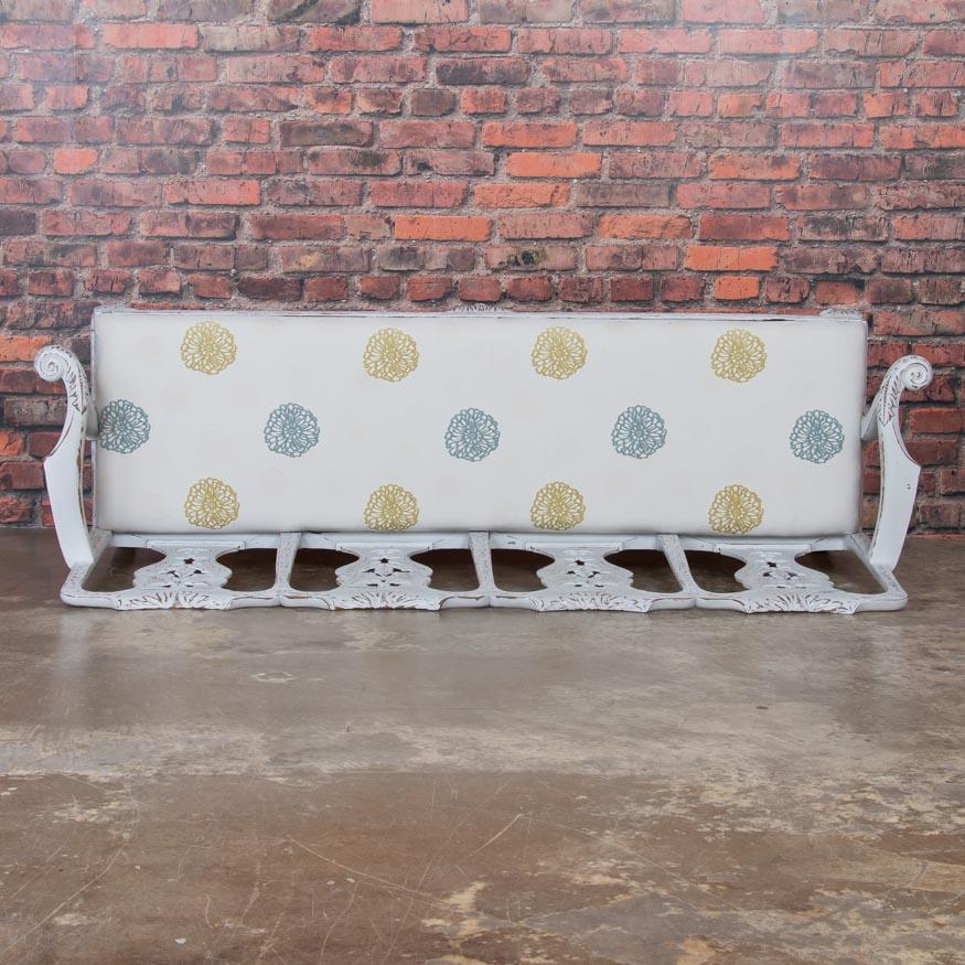 Antique Light Gray Painted Swedish Gustavian Bench 3