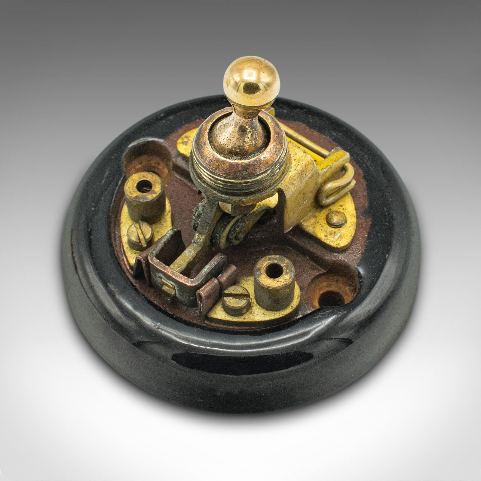 Antique Light Switch, English, Brass, Bakelite, On-Off, Early 20th Century, 1920 For Sale 2